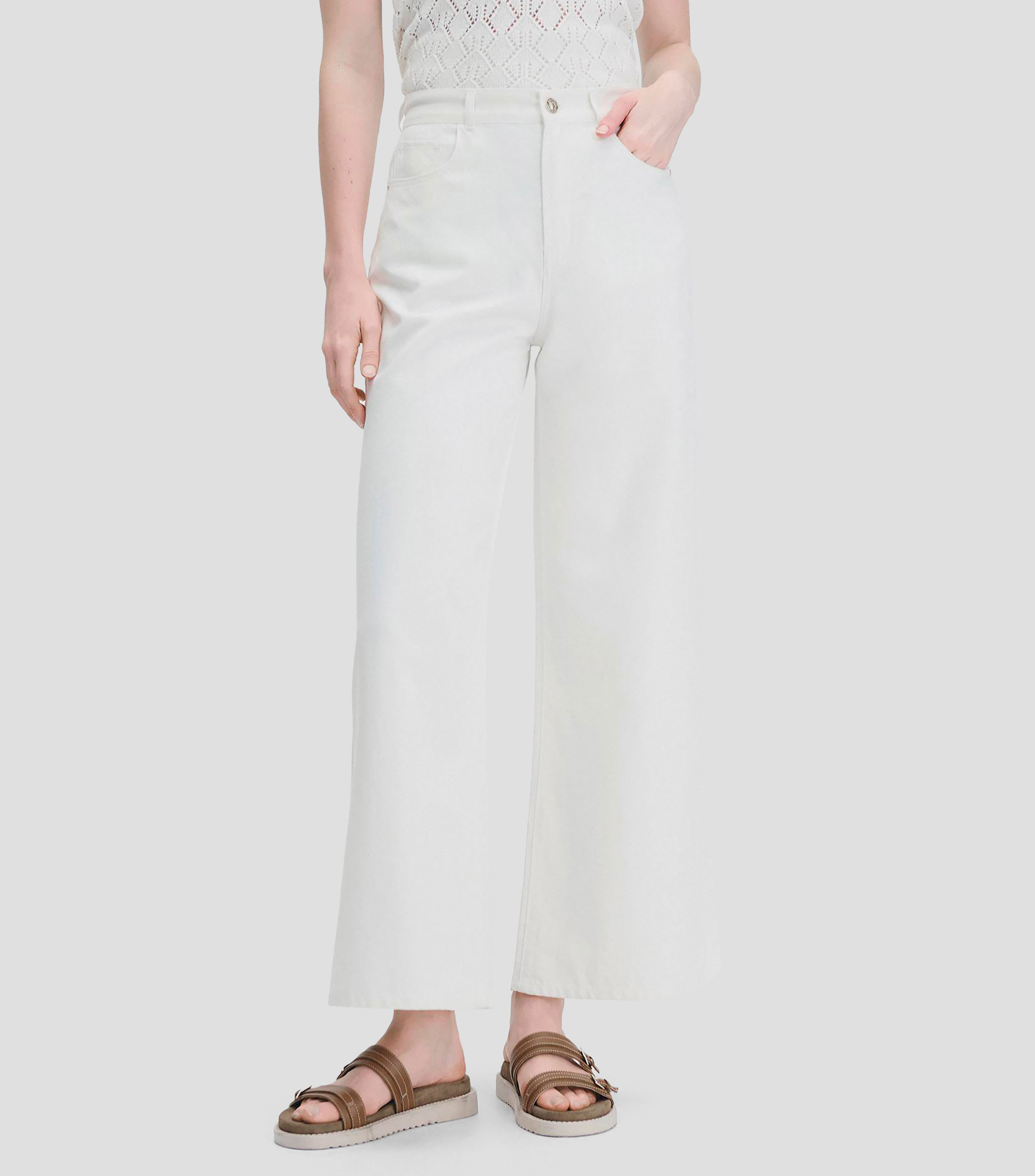 Pantalón Palazzo Tiro Alto Natural Tipo Jeans Mujer