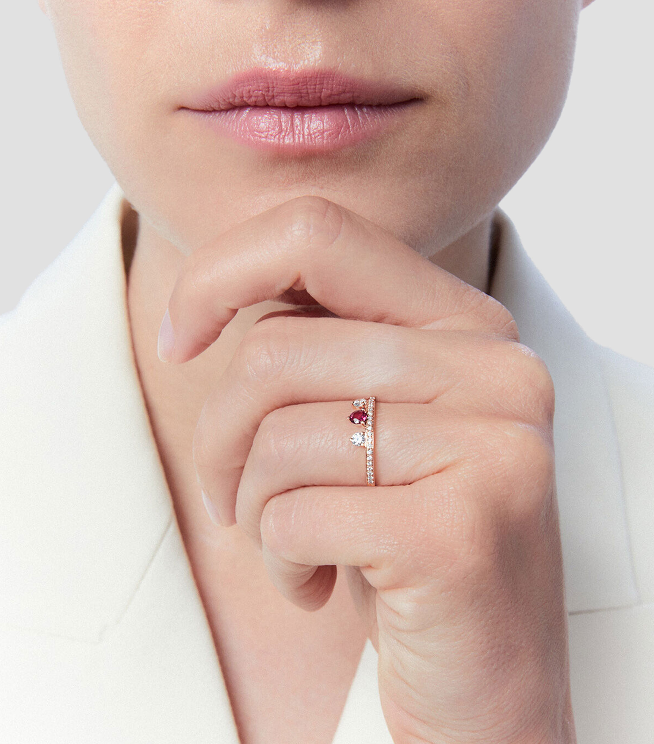 Anillo en Oro rosa de 18 Kilates Saiph con Rubi Mujer