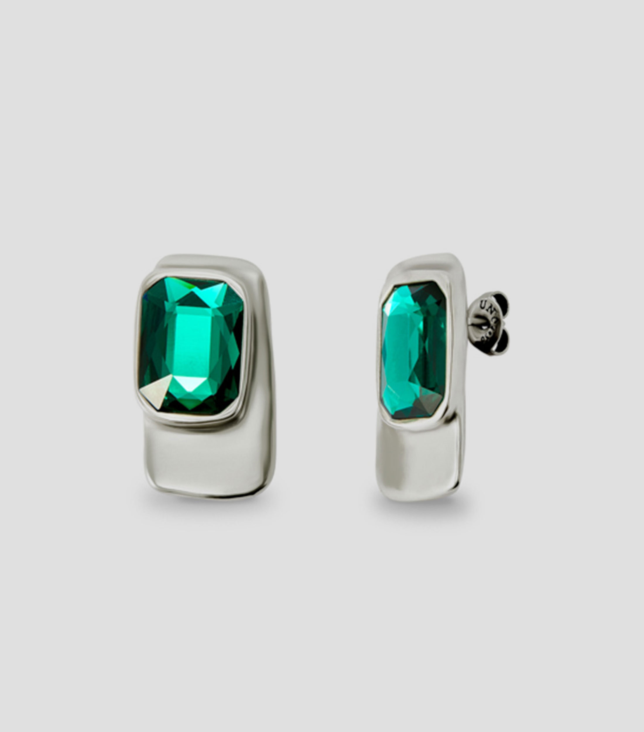 Pendientes Rectangulares con Cristal Verde Mujer