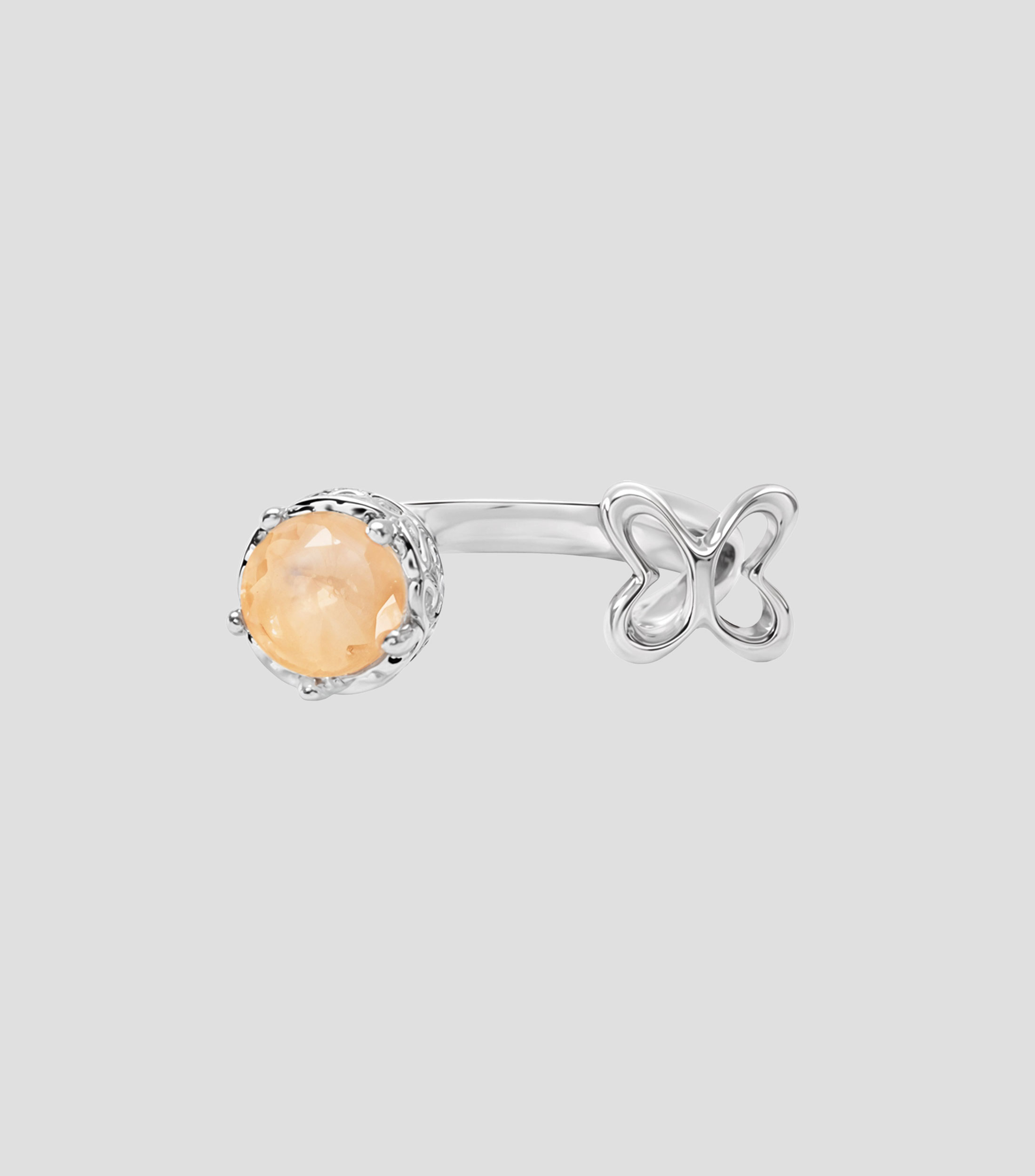 Anillo abierto en Plata .925 con cristal champagne Mujer