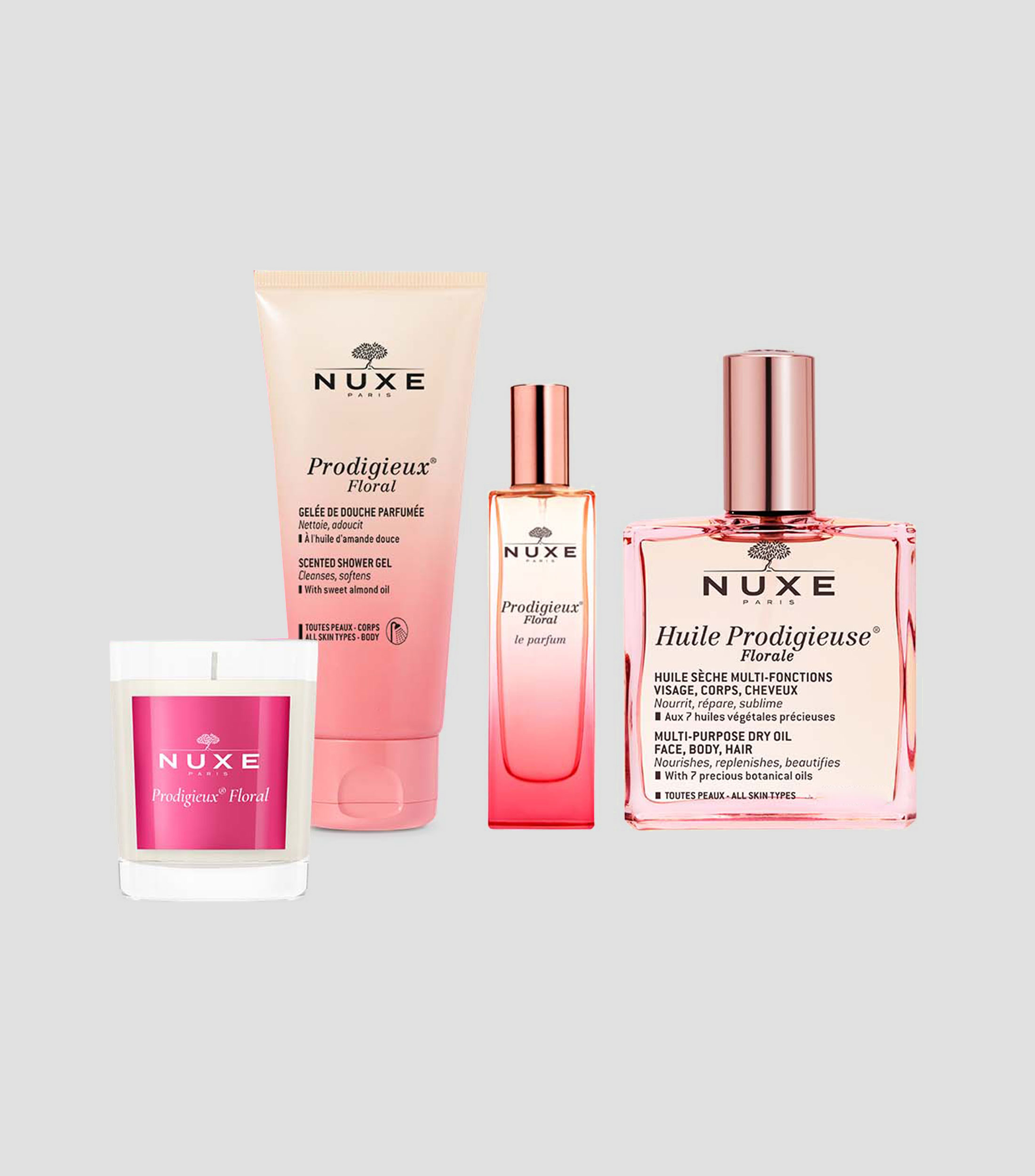 Set rutina completa happy in pink con huile prodigieuse florale Unisex
