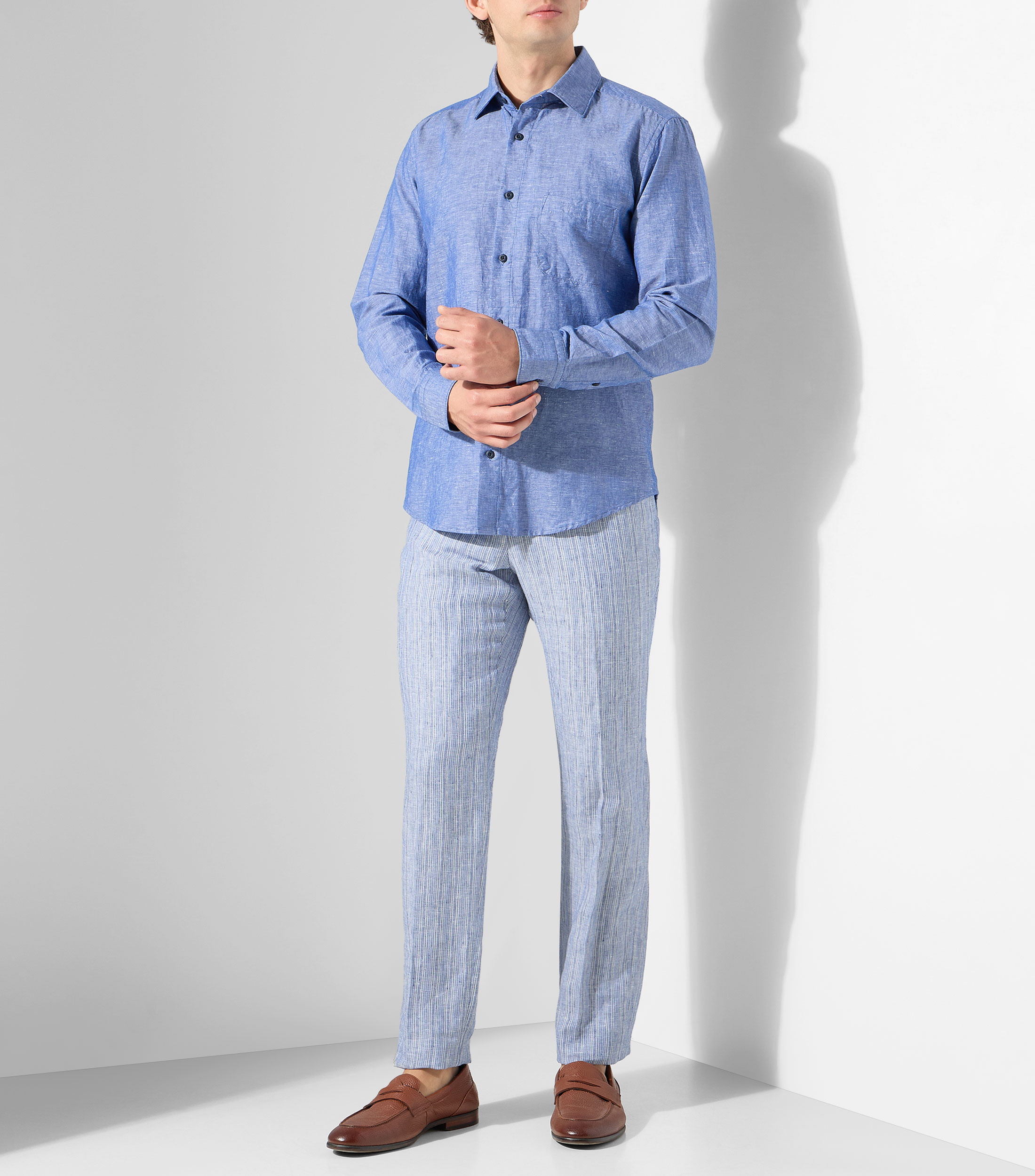 Camisa jaspeada manga larga Hombre