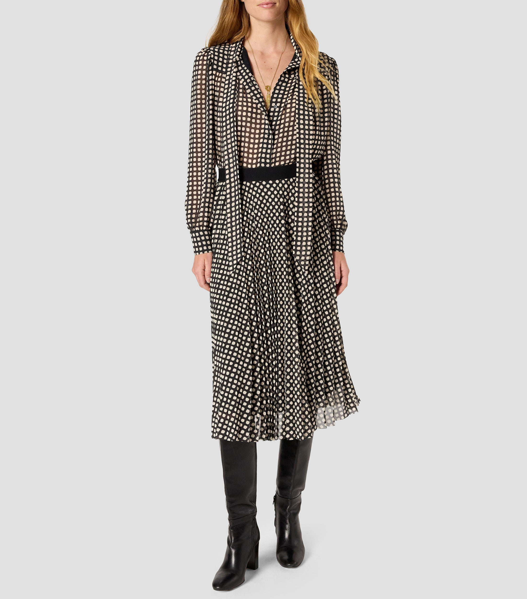 Falda Midi corte recto polkadots Mujer