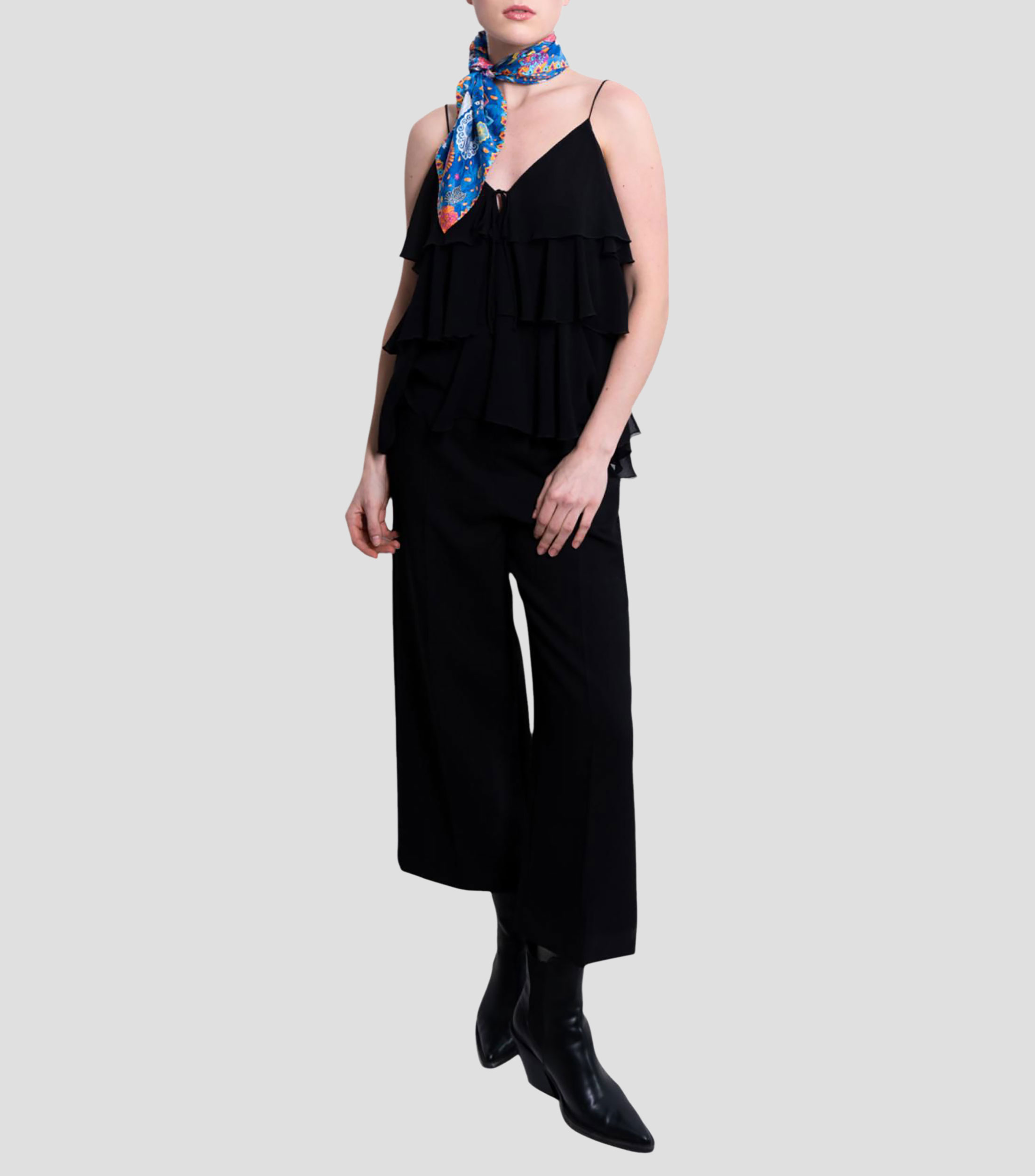 Mascada en seda azul Catrines Mujer