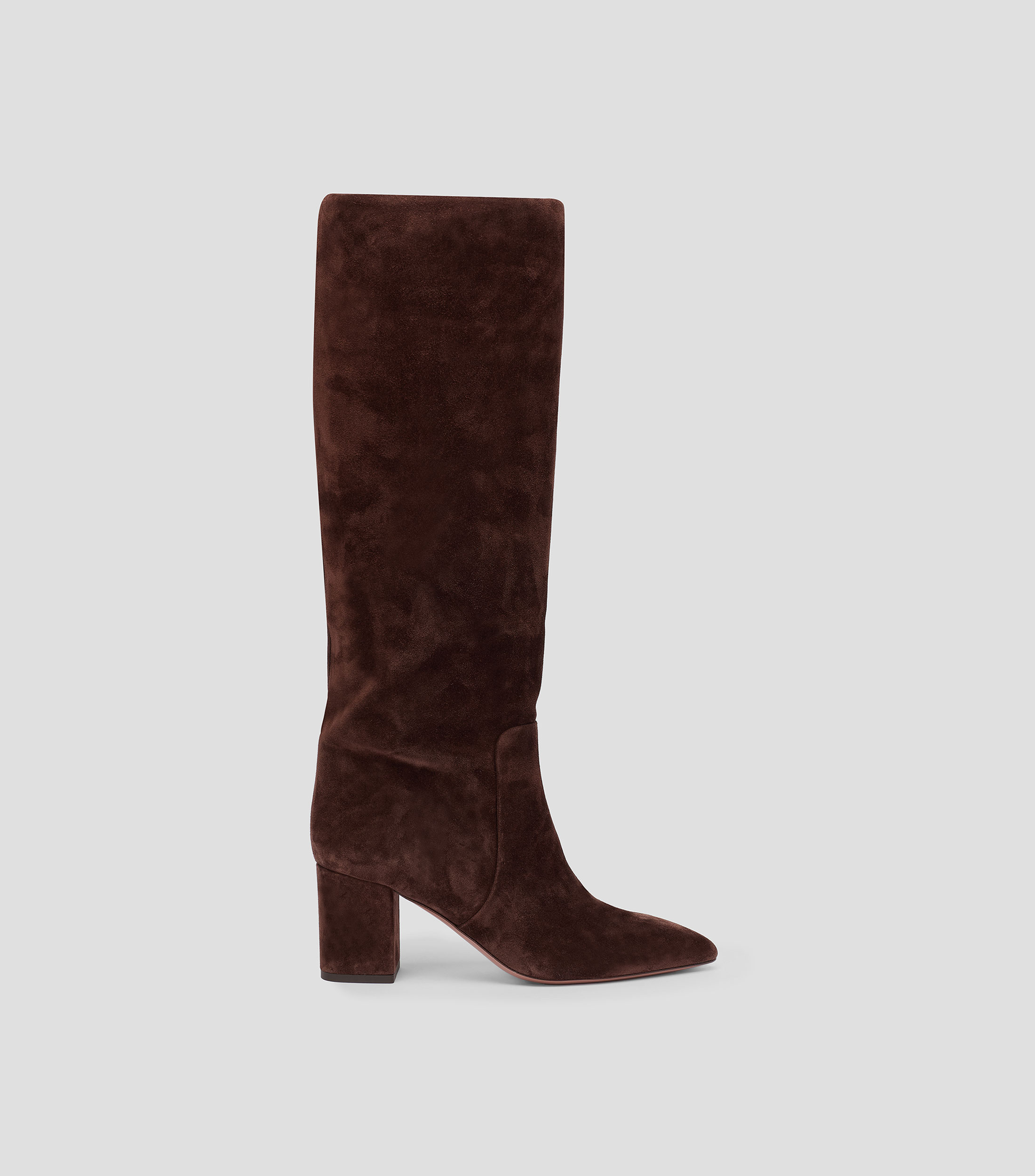 Botas largas en piel con tacón medio media luna Mujer
