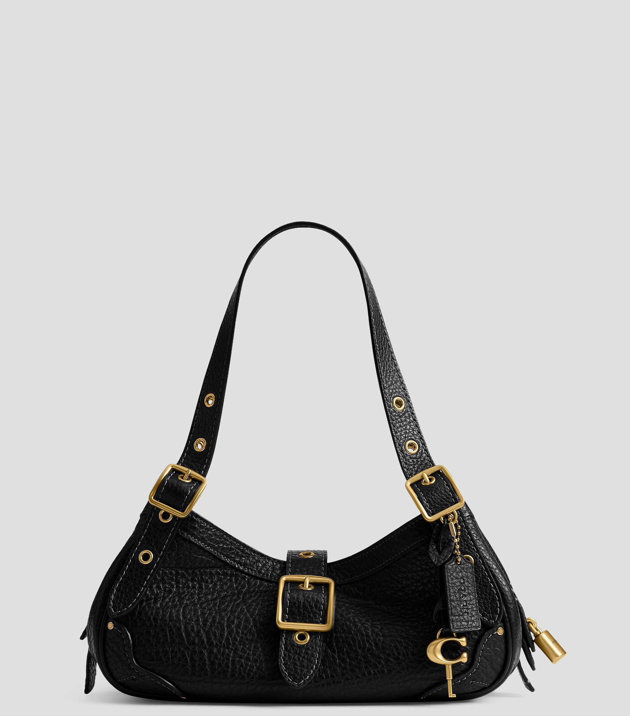 Bolsa shoulder en piel lisa con detalle texturizado Mujer