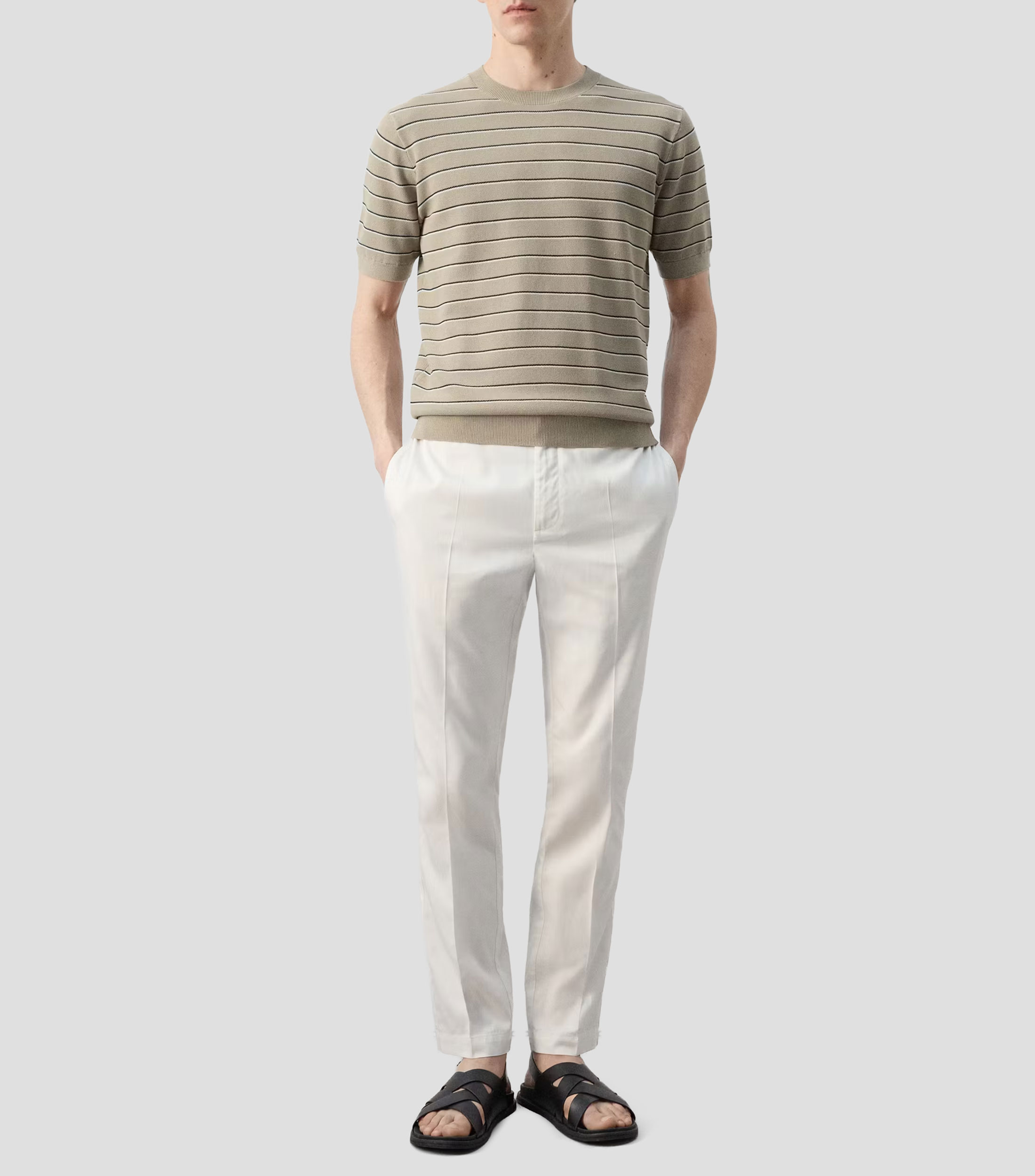 Playera cuello redondo manga corta de rayas Hombre