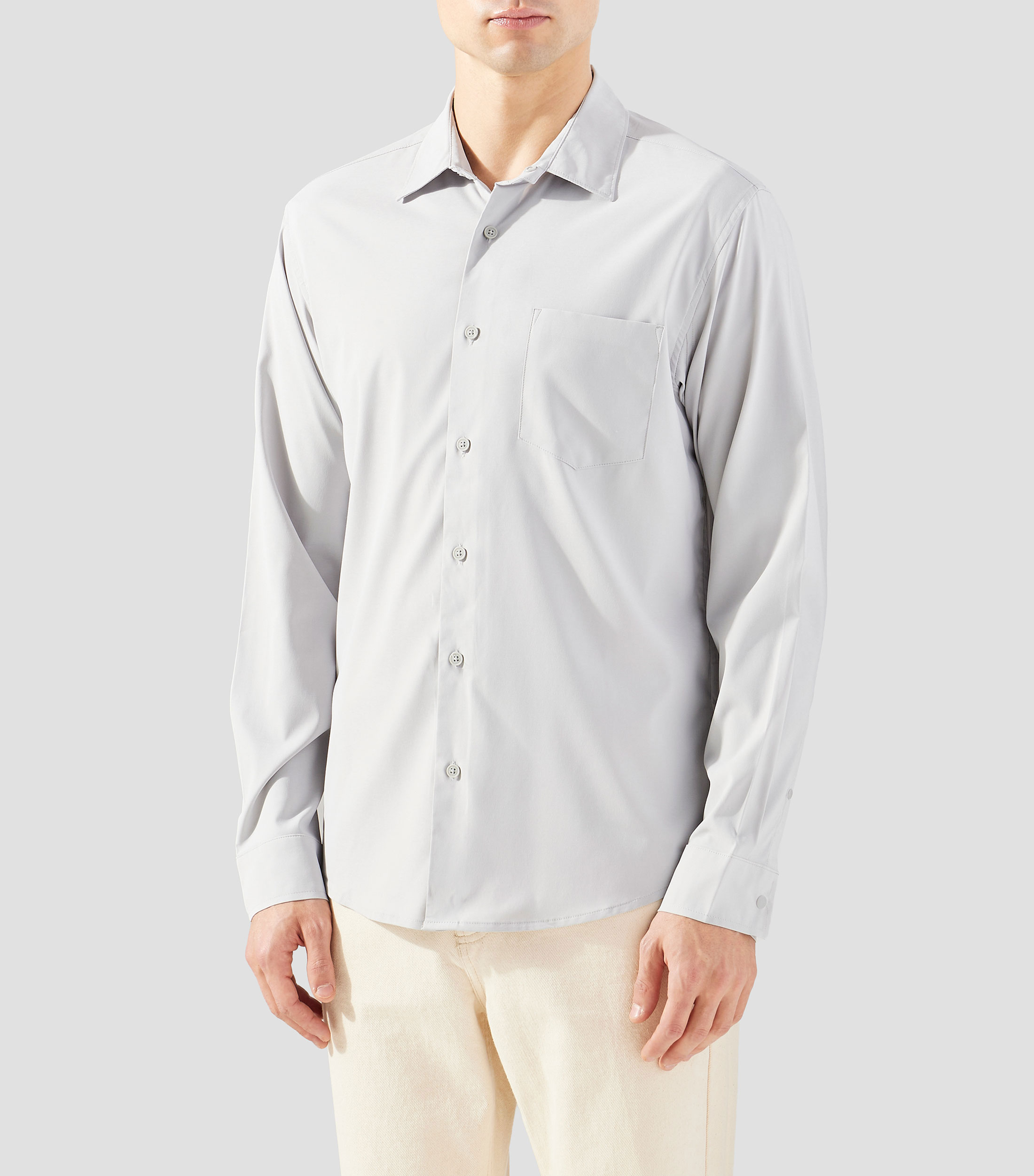 Camisa lisa manga larga Hombre
