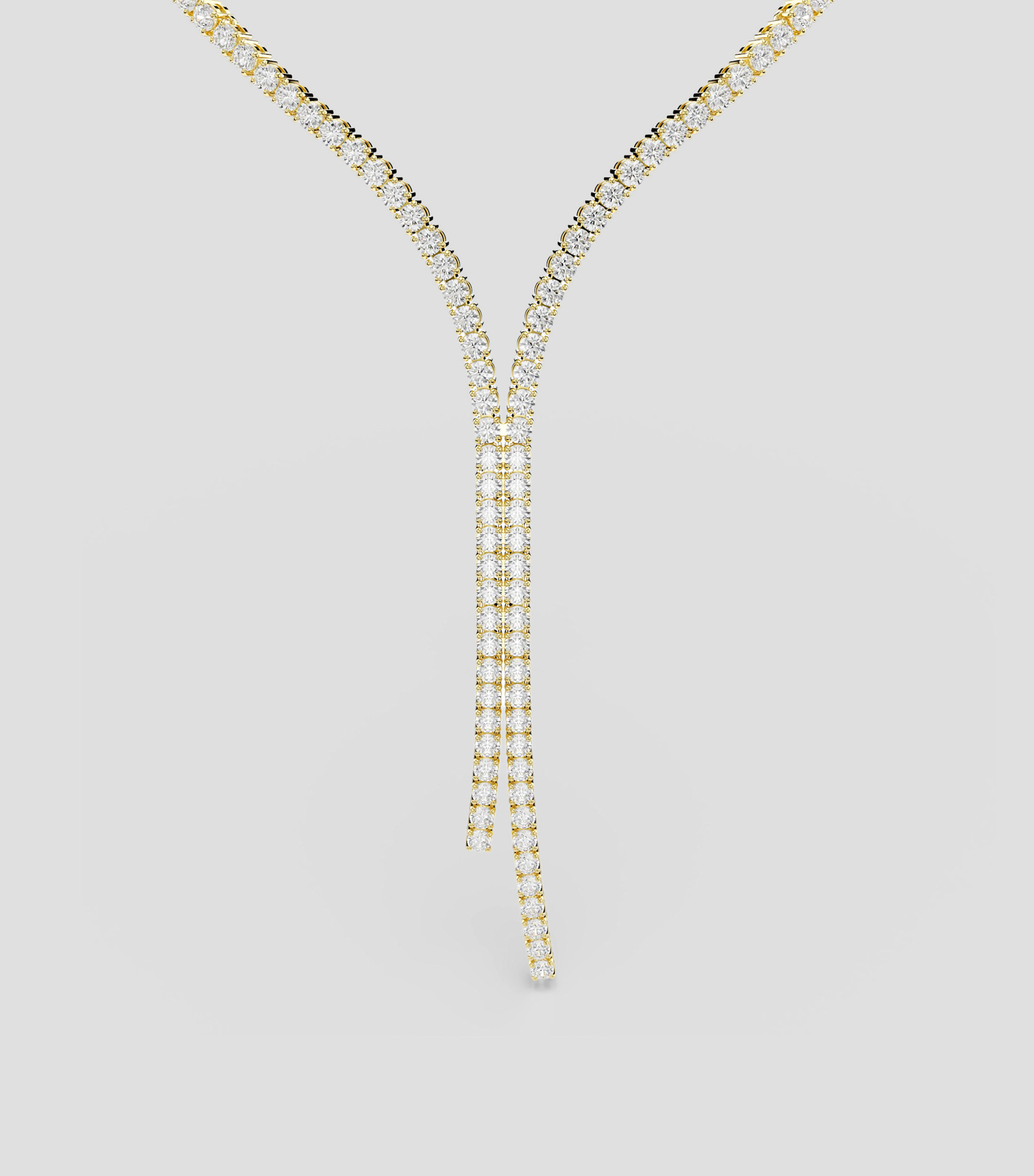 Collar de silueta en Y con hileras colgantes de cristales con acabado de Baño de oro Matrix Mujer