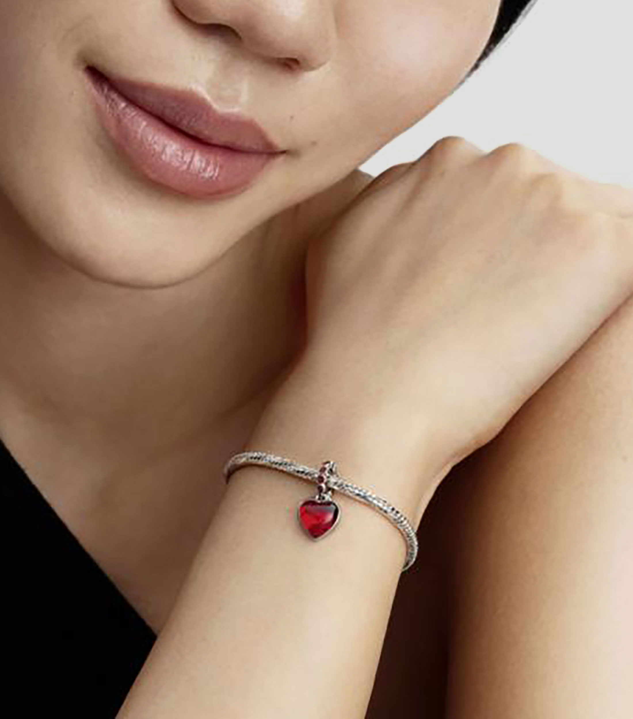 Charm de corazón en plata .925 con cristal Murano Mujer
