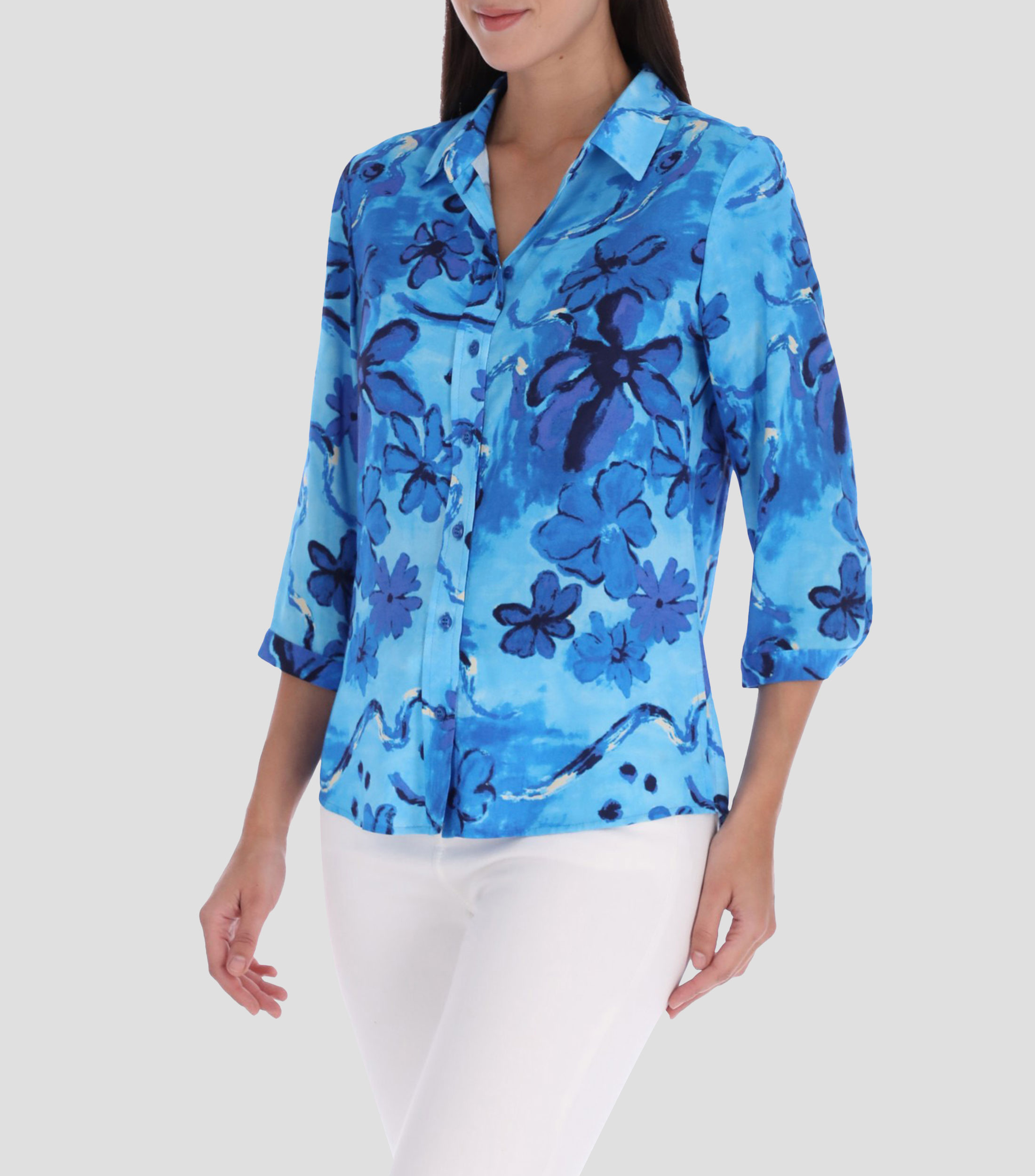 Blusa con flores manga 34 Mujer