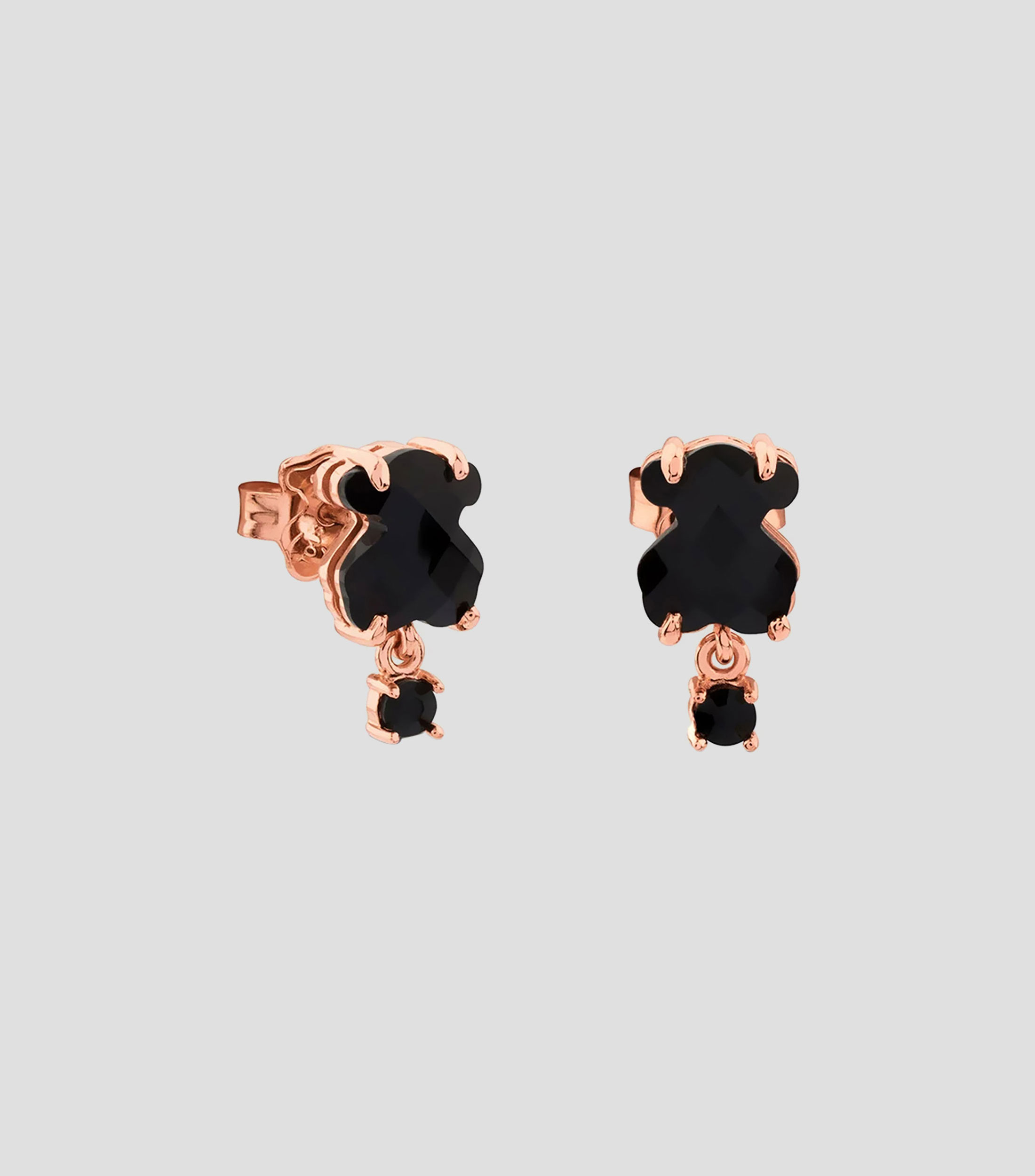 Aretes en plata en forma de oso con Ónix New Erma Mujer