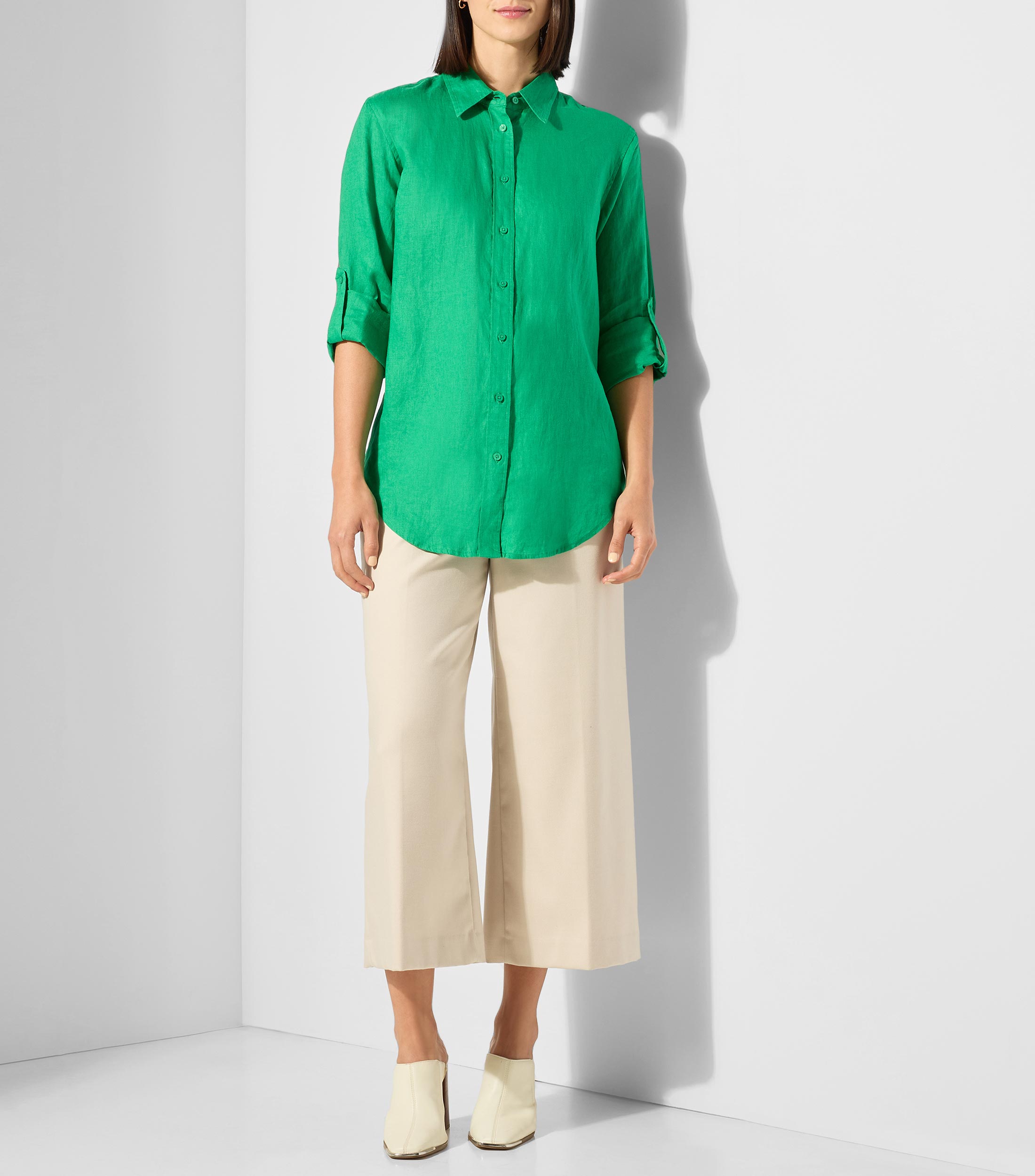 Camisa lisa manga larga Mujer