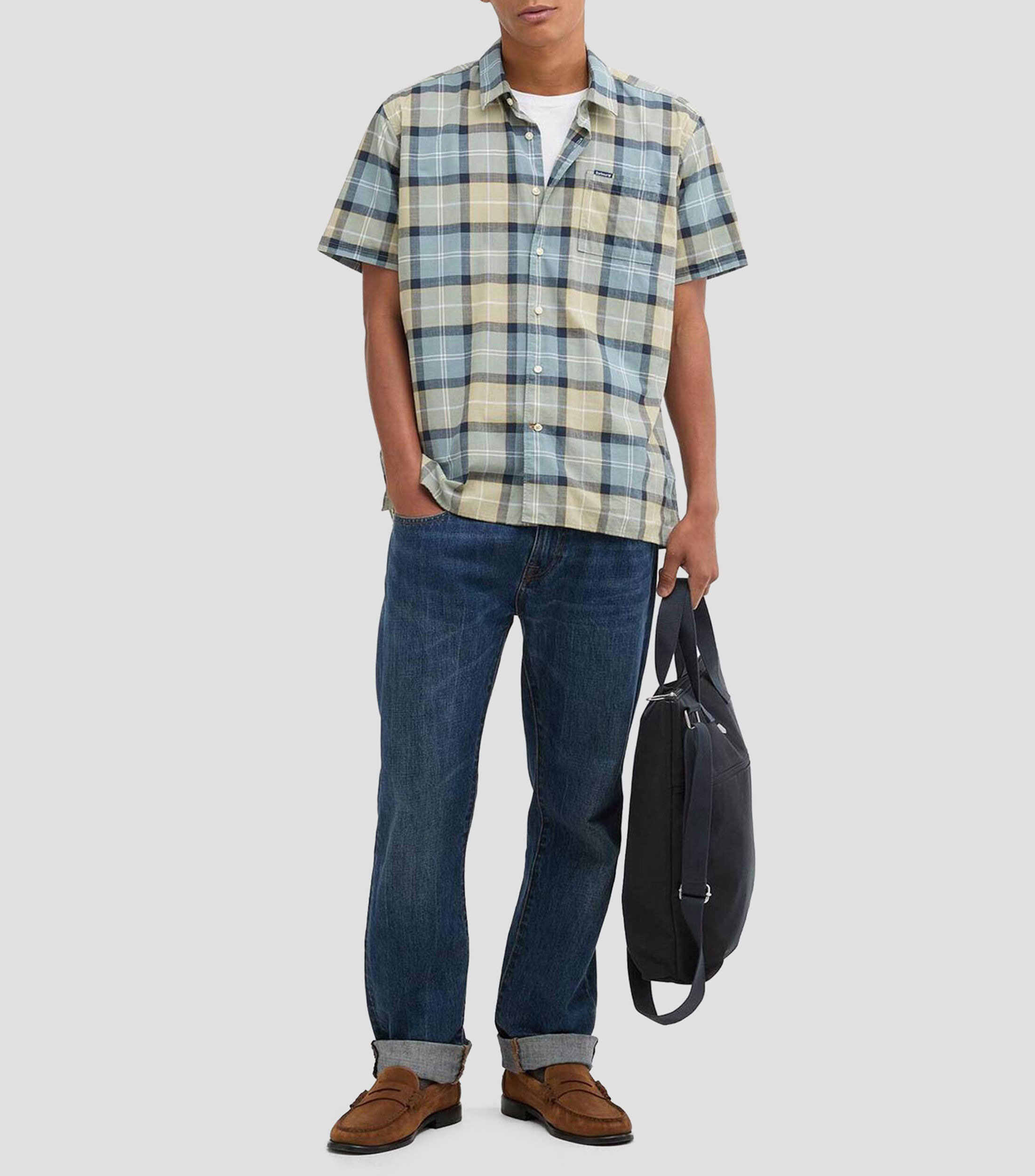 Camisa de cuadros manga corta Hombre