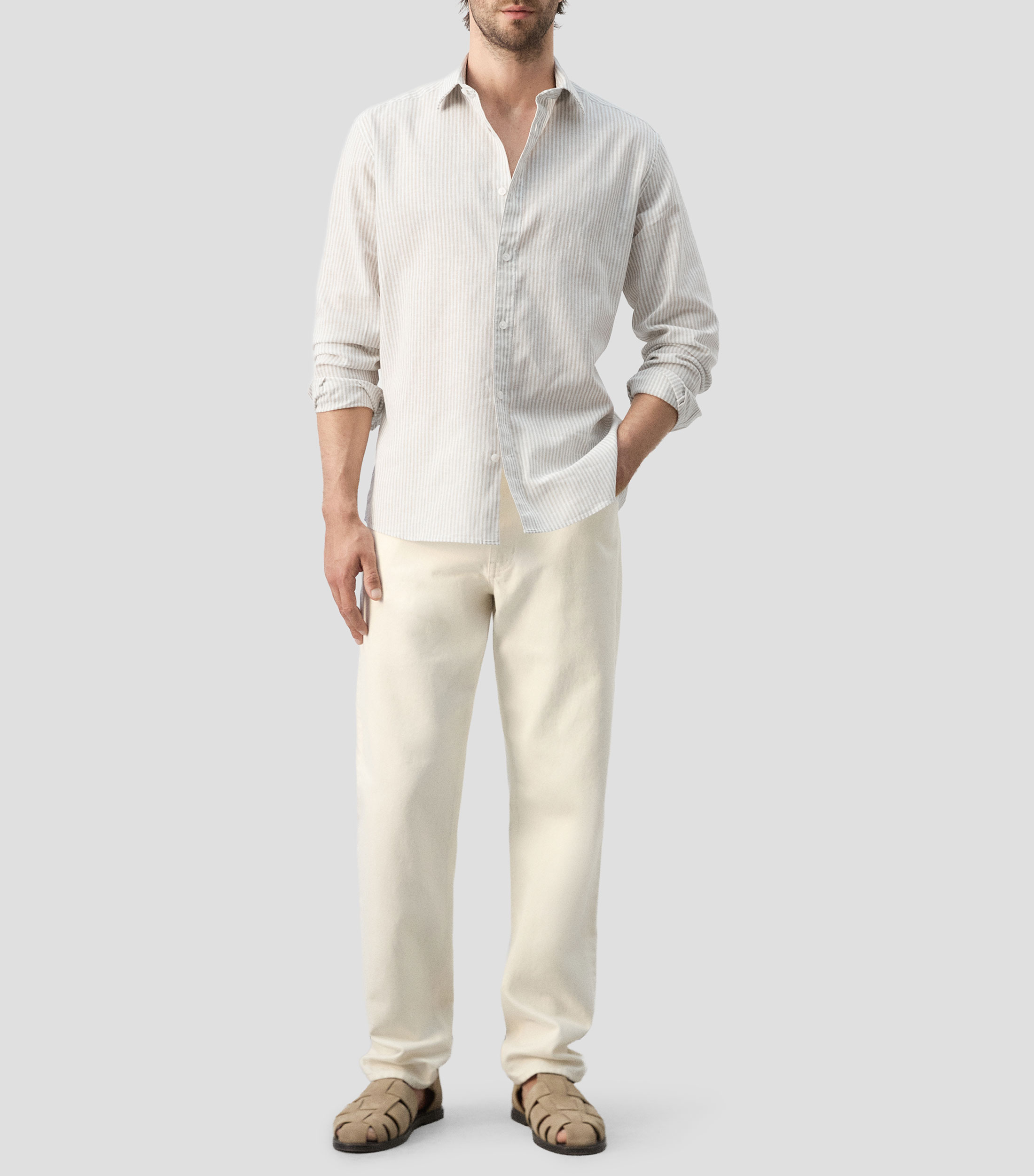 Camisa rayas manga larga Hombre