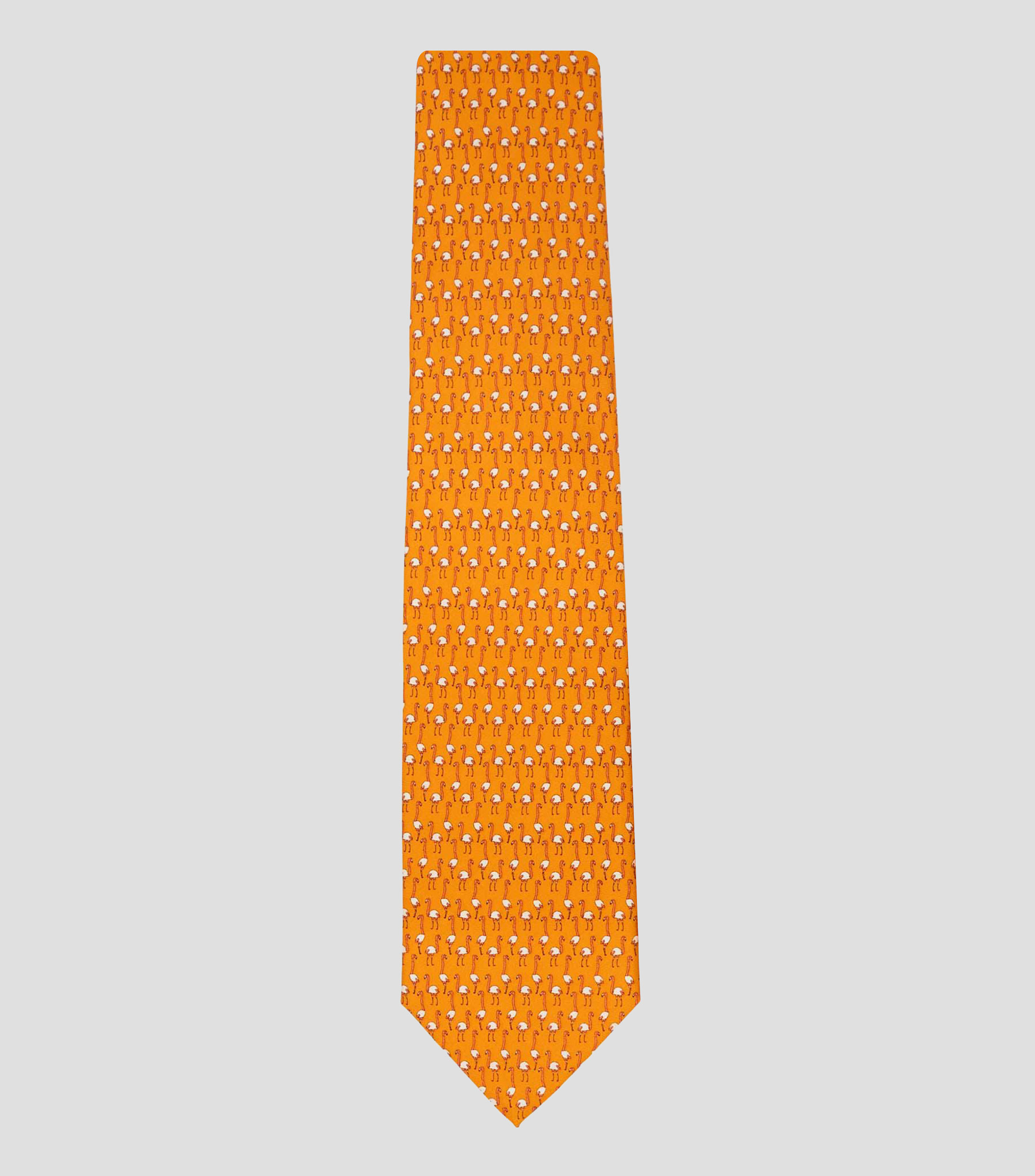 Corbata ancha de seda naranja estampado Flamenco