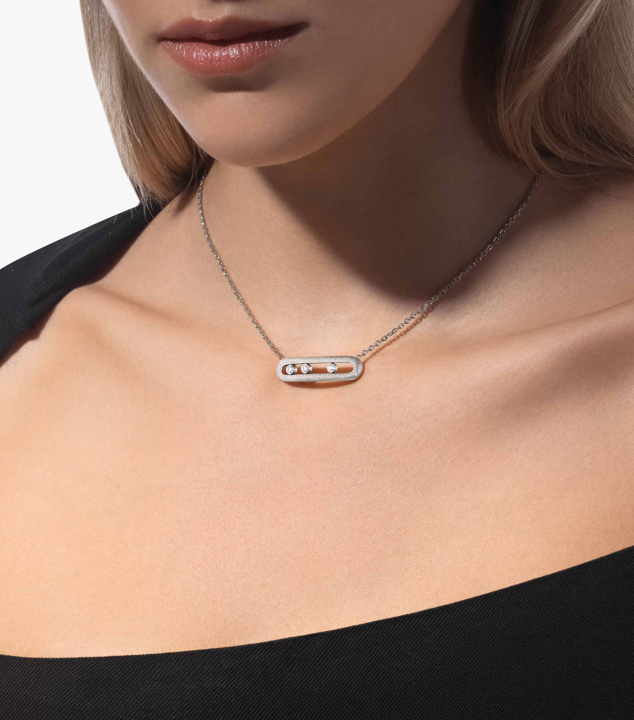 Collar en oro blanco de 18 kilates con diamantes Move Mujer