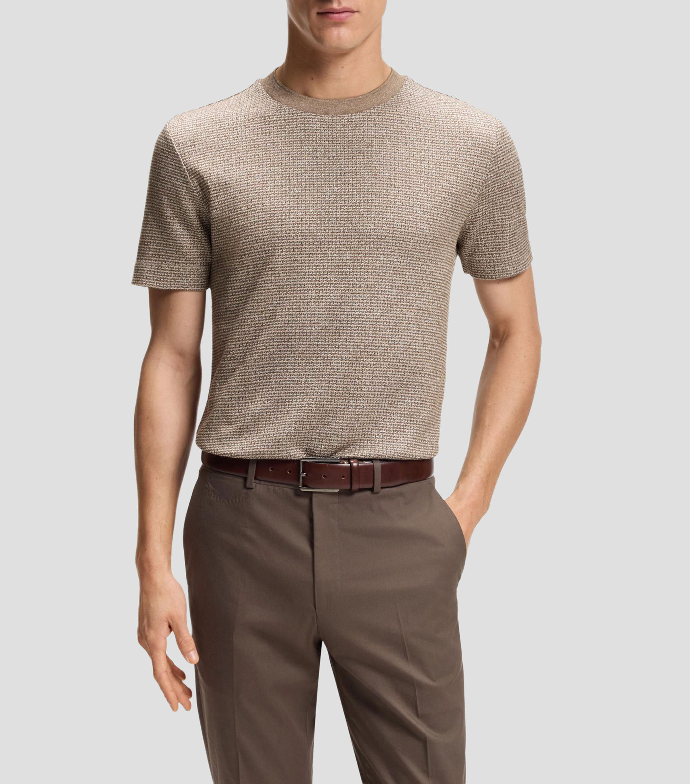 Playera de mouliné en algodón, lino y seda Hombre