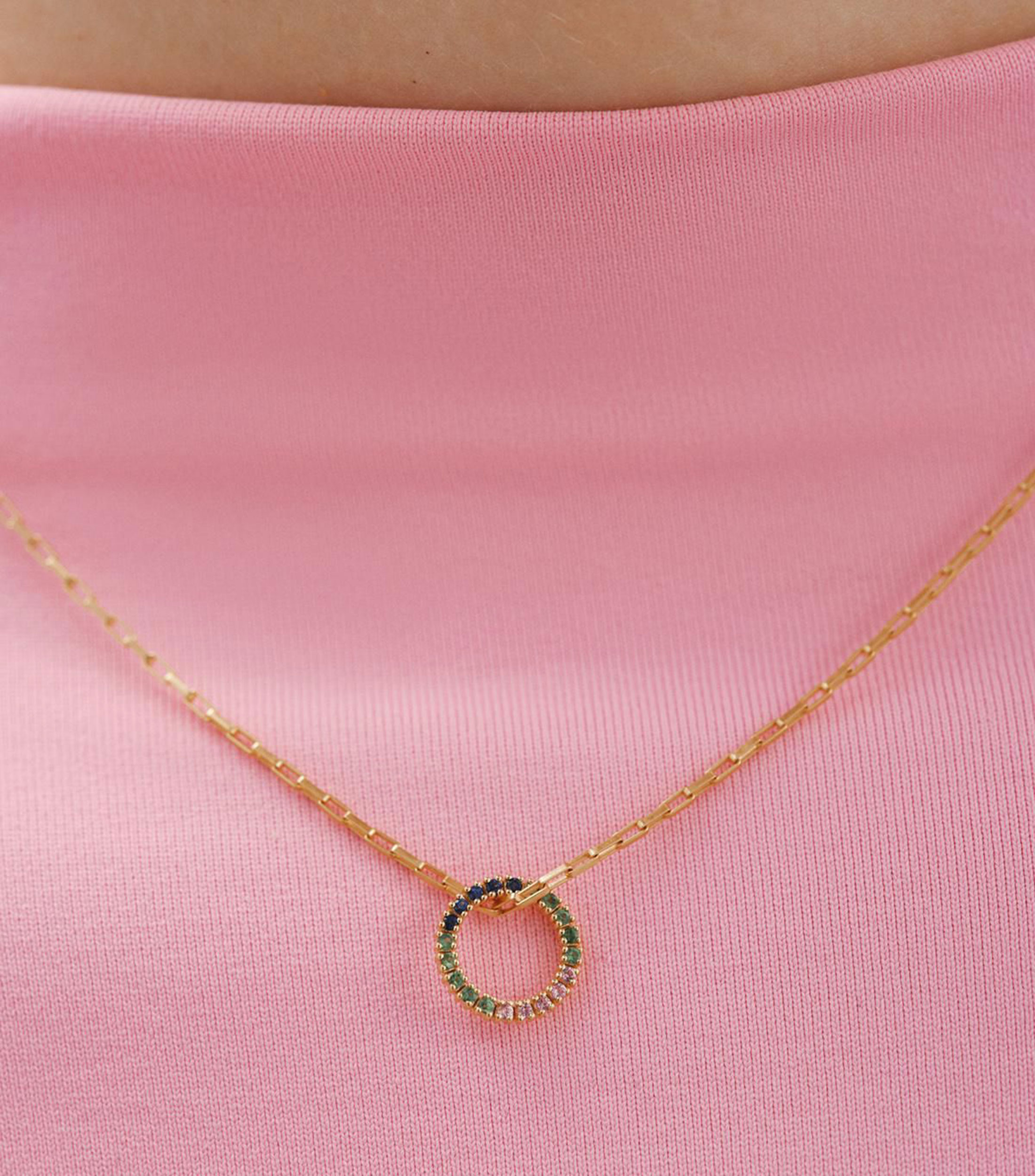 Collar en plata con tsavoritas y zafiros multicolor Crossbow Mujer