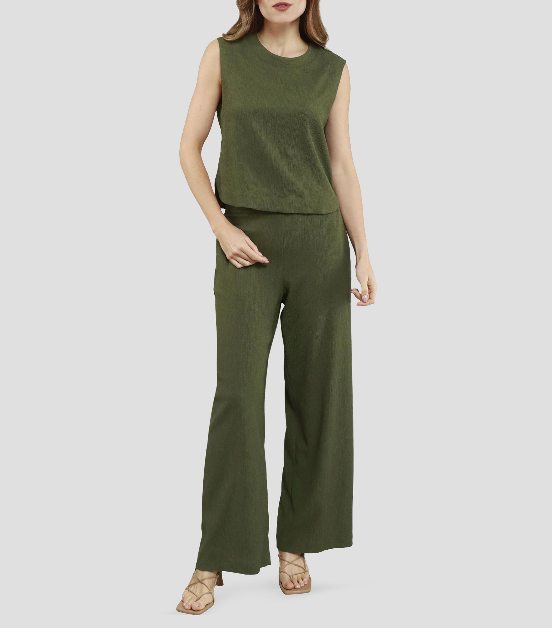 Blusa lisa sin mangas Mujer
