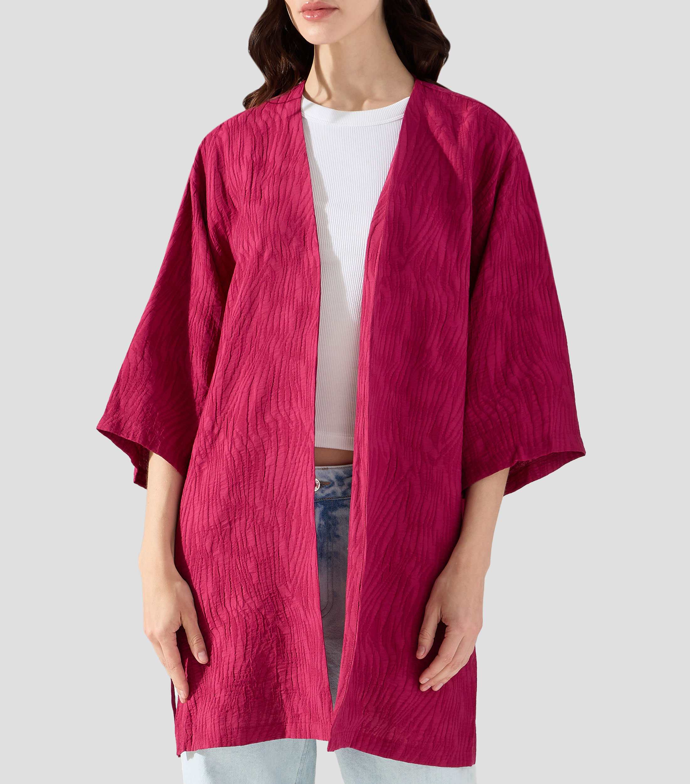 Kimono largo liso Mujer
