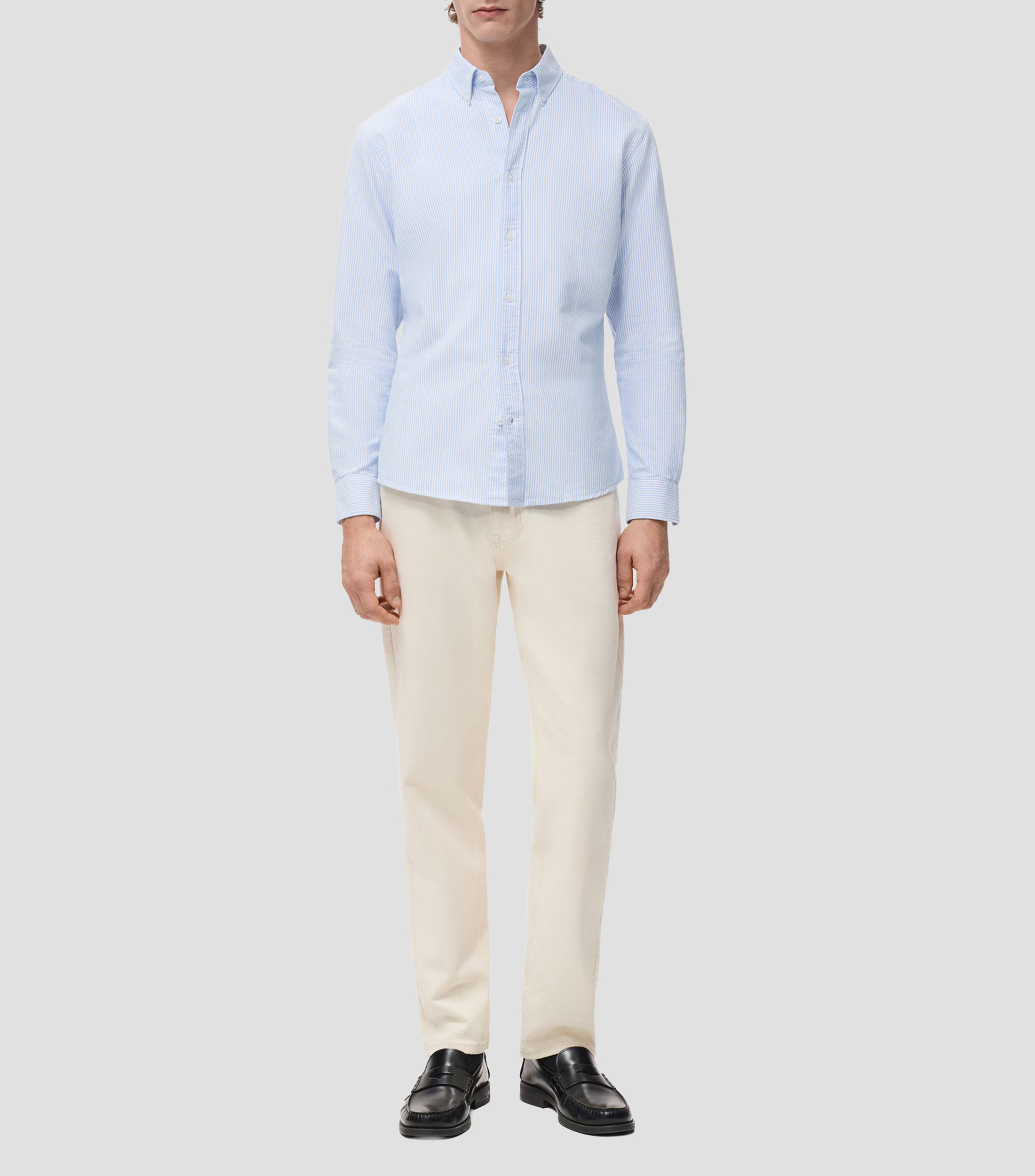 Camisa de rayas manga larga Hombre