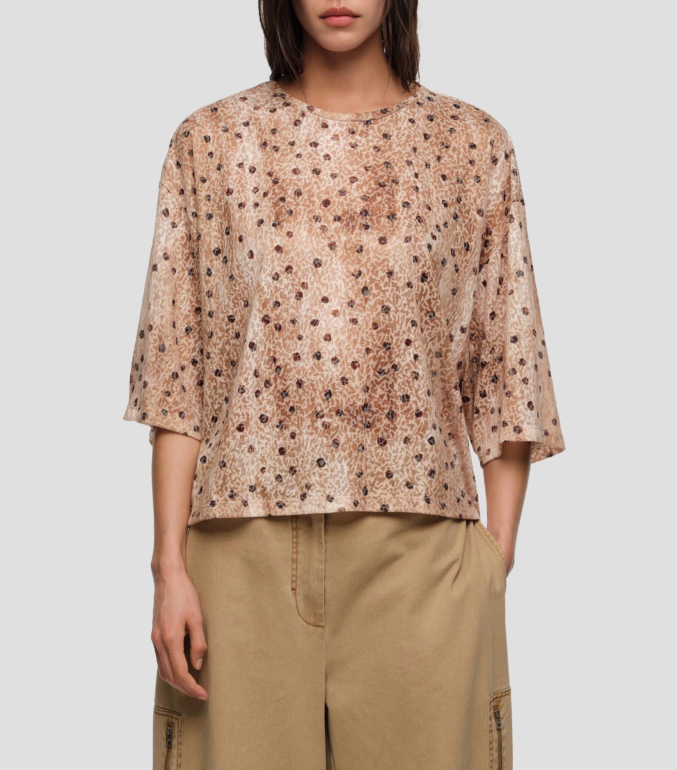 Playera boxy devoré watercolor Dots Mujer