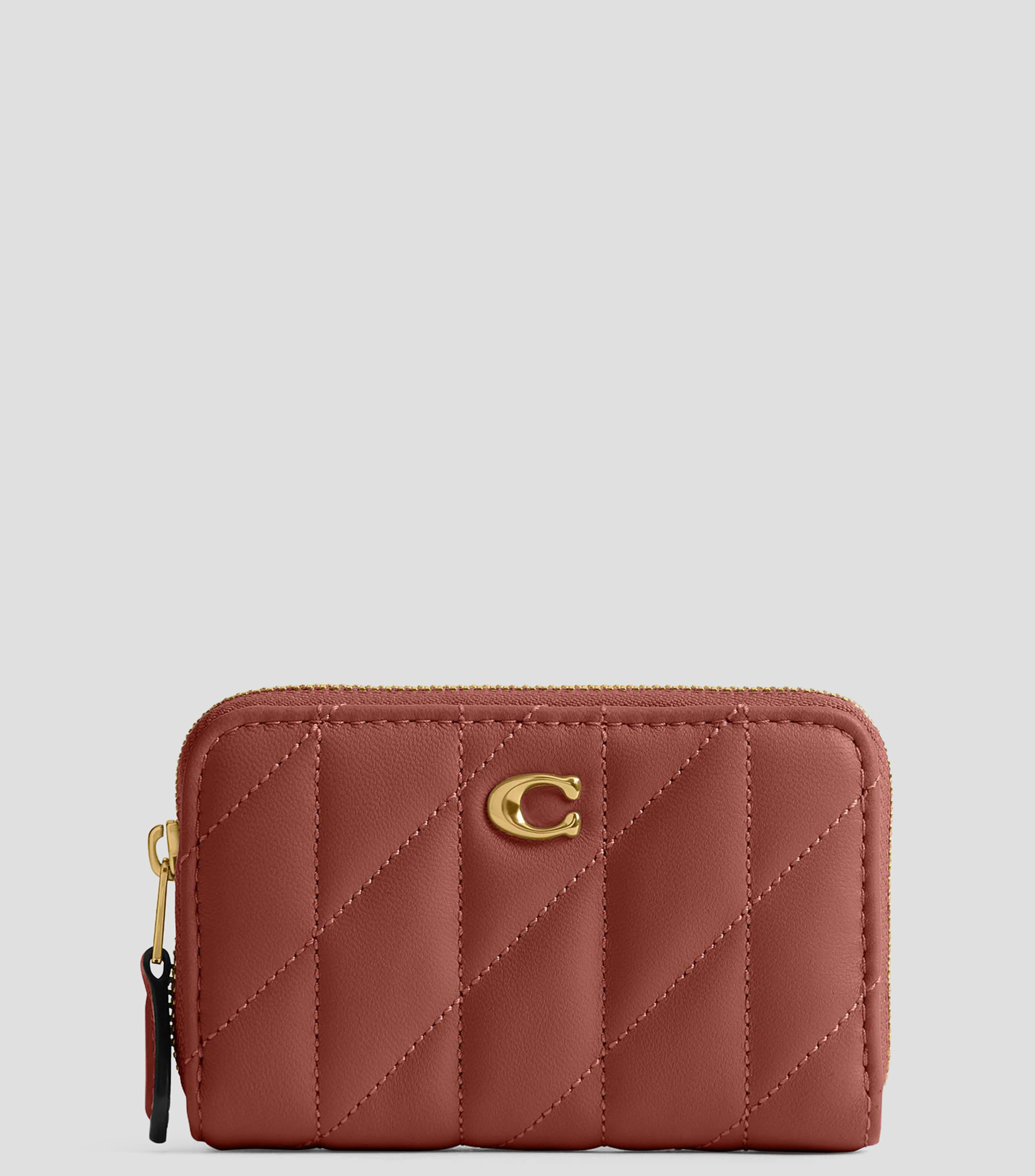 Cartera naranja en piel Essential Small Zip lisa Mujer
