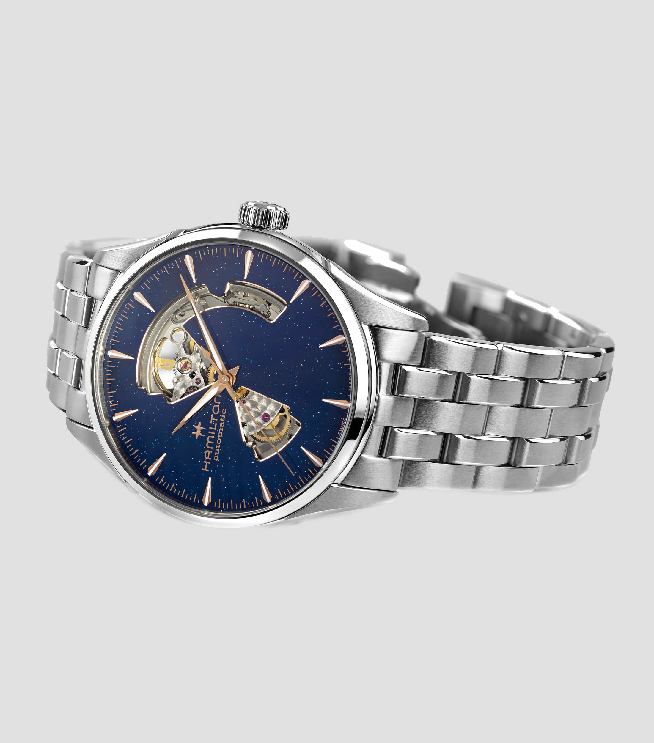 Reloj Unisex Jazzmaster Open Heart Casual, Plateado, Azul