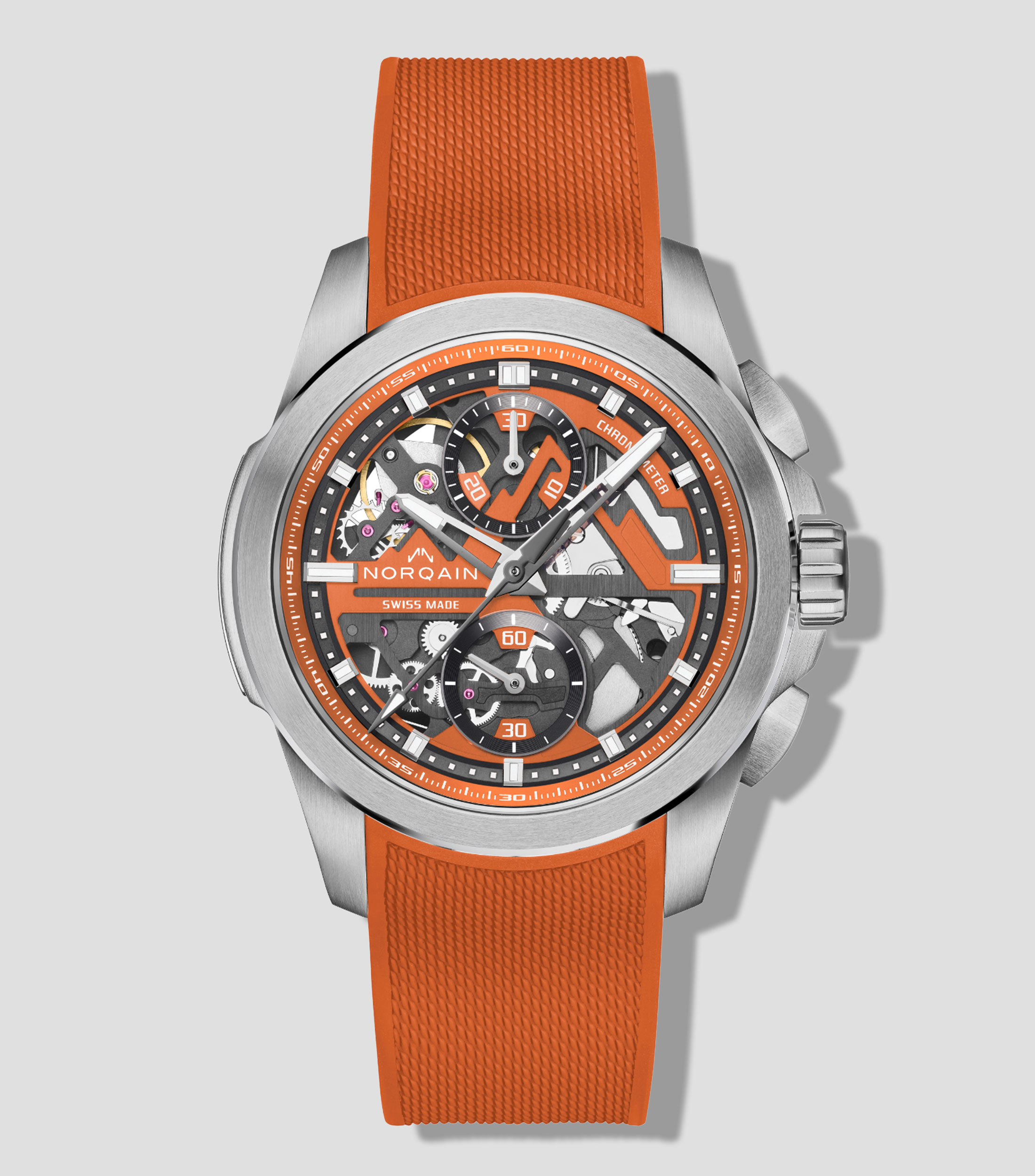 Reloj para Hombre Independence Skeleton Chrono Deportivo Naranja, Plateado