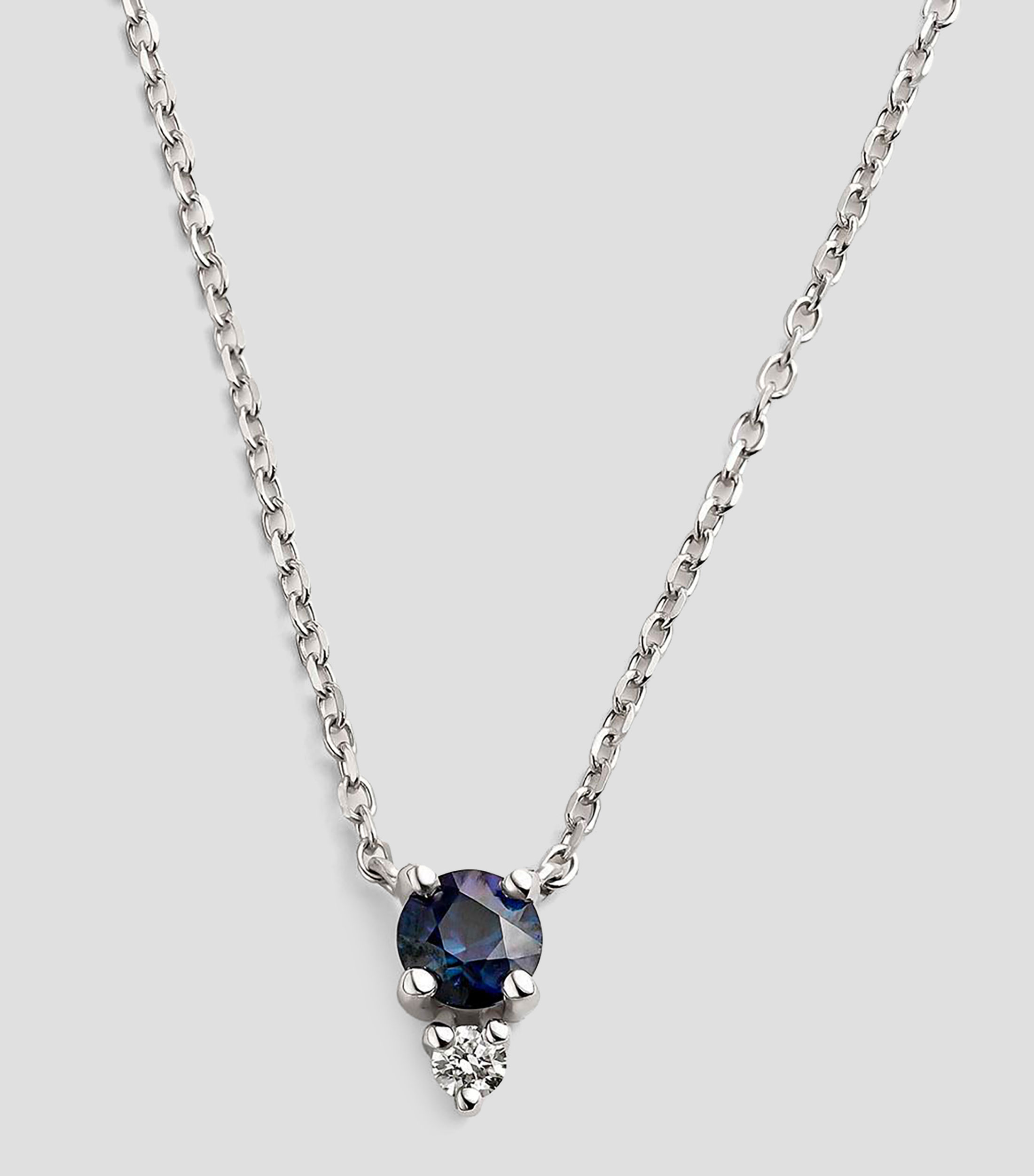 Collar en Oro blanco 9 Kilates con Zafiro Diamante Mujer