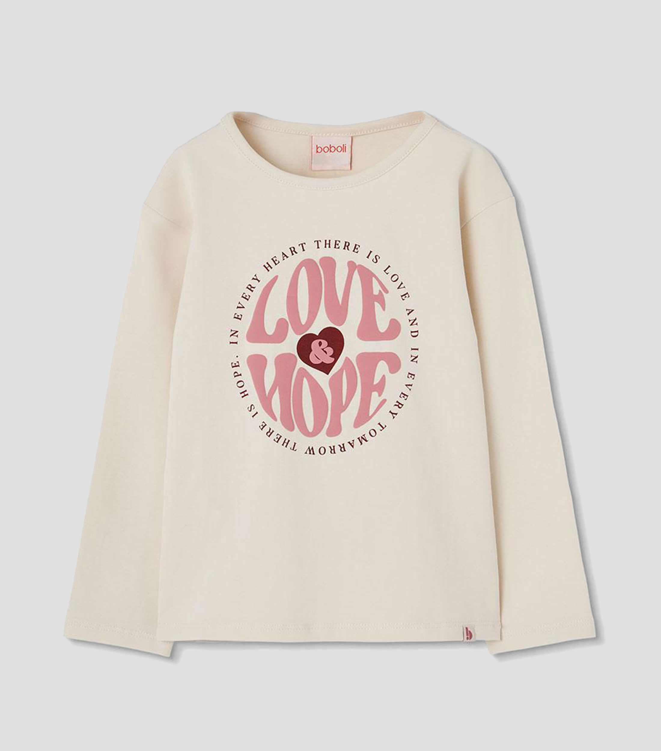 Playera de cuello redondo con manga larga estampada Niña