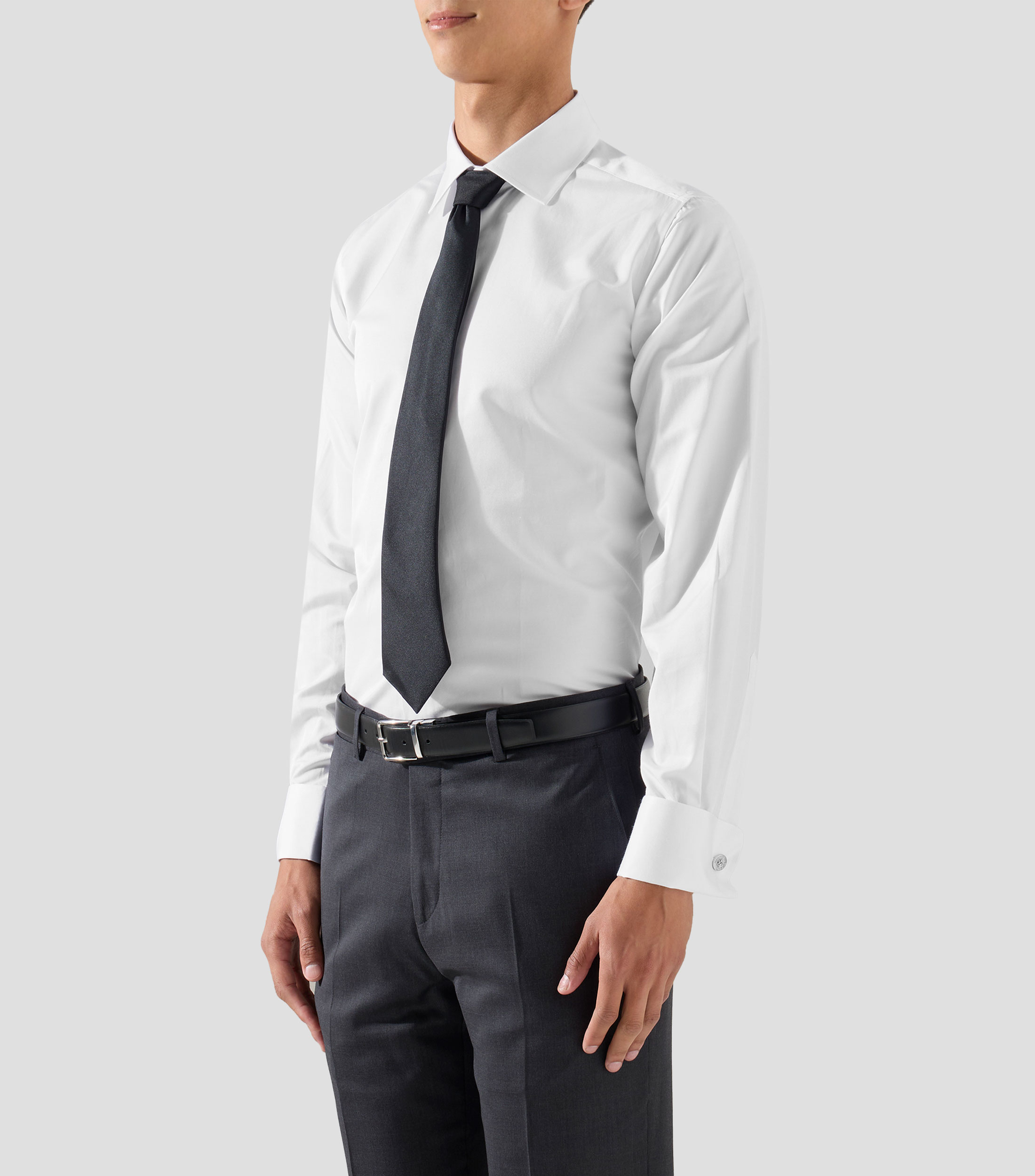 Camisa de vestir lisa con manga larga Hombre