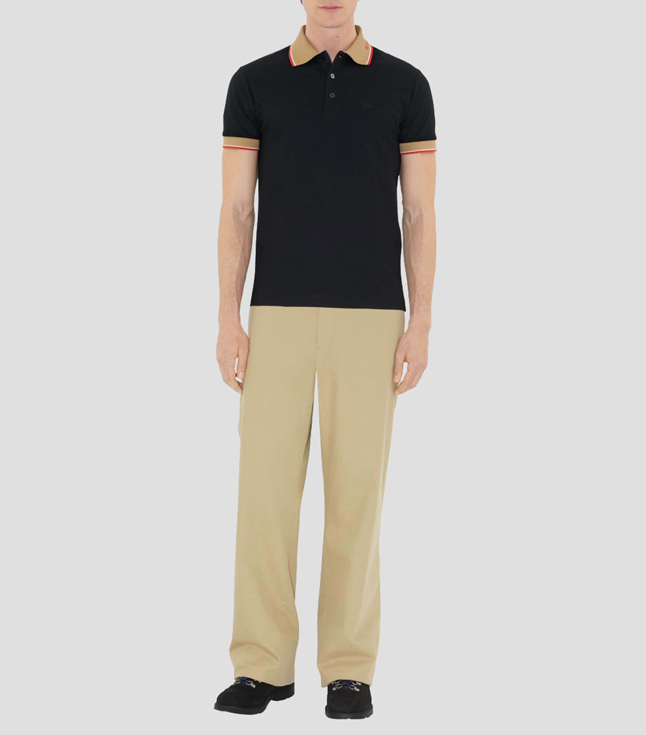 Playera tipo polo con manga corta lisa Hombre