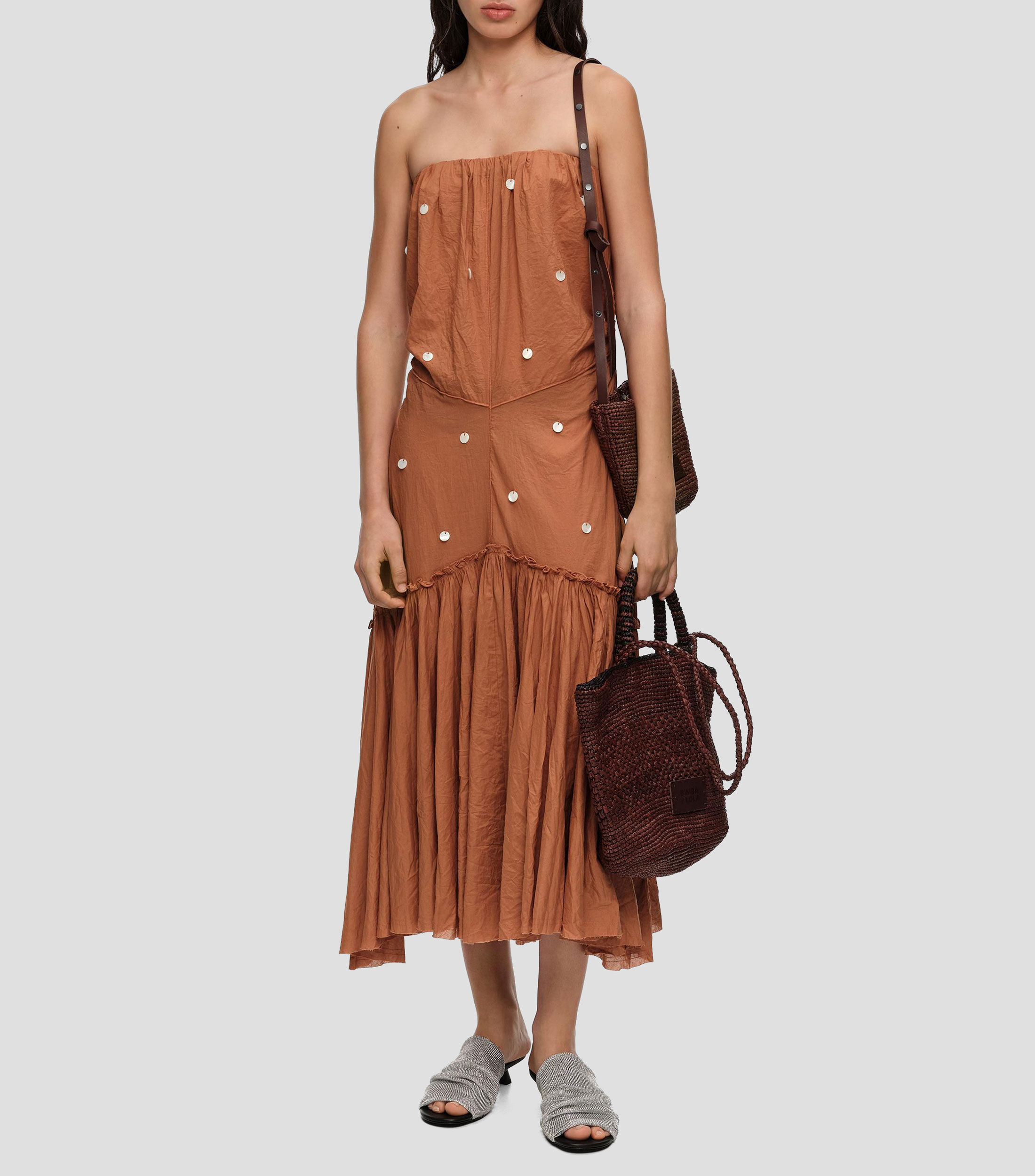 Vestido midi liso Mujer