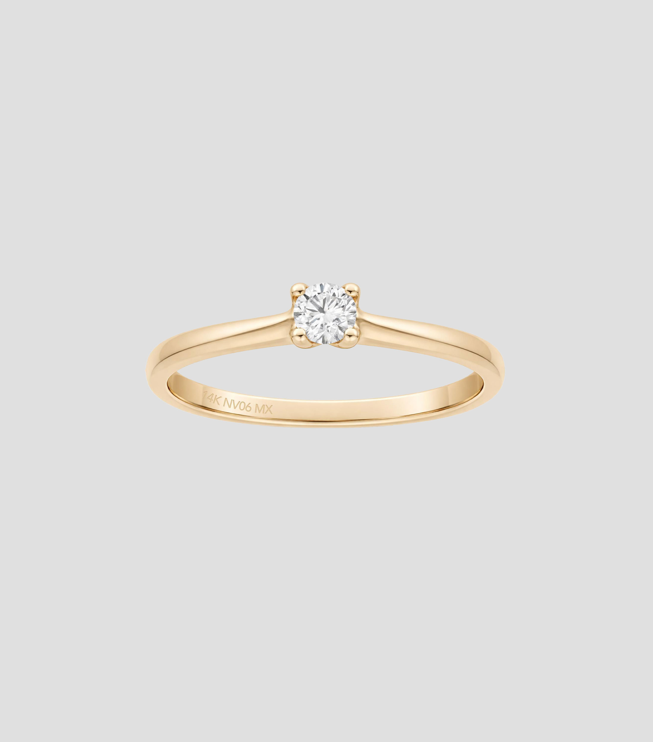 Anillo Solitario en Oro de 14 Kilates Mujer