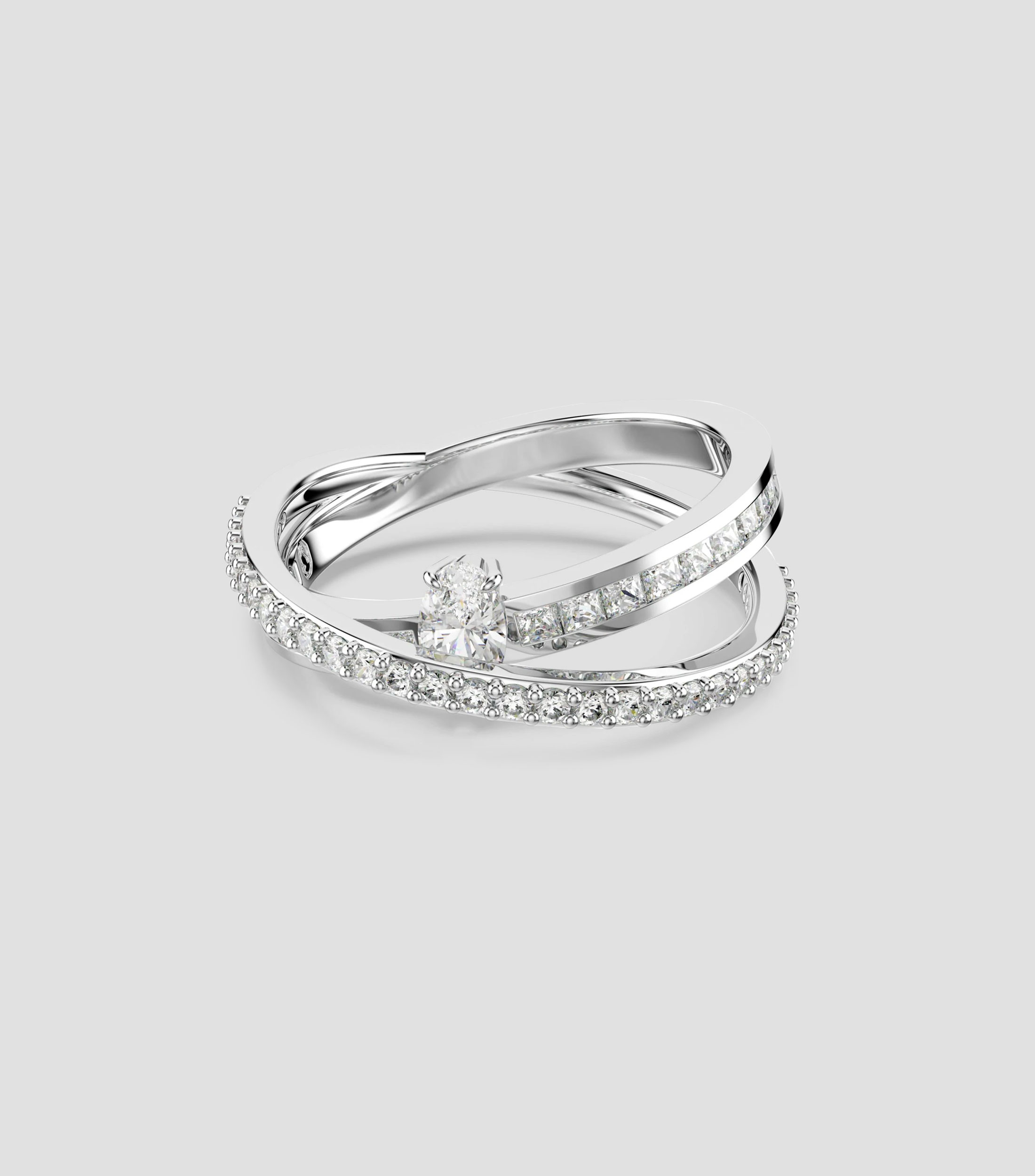 Anillo de dos bandas con zirconias Hyperbola Unisex