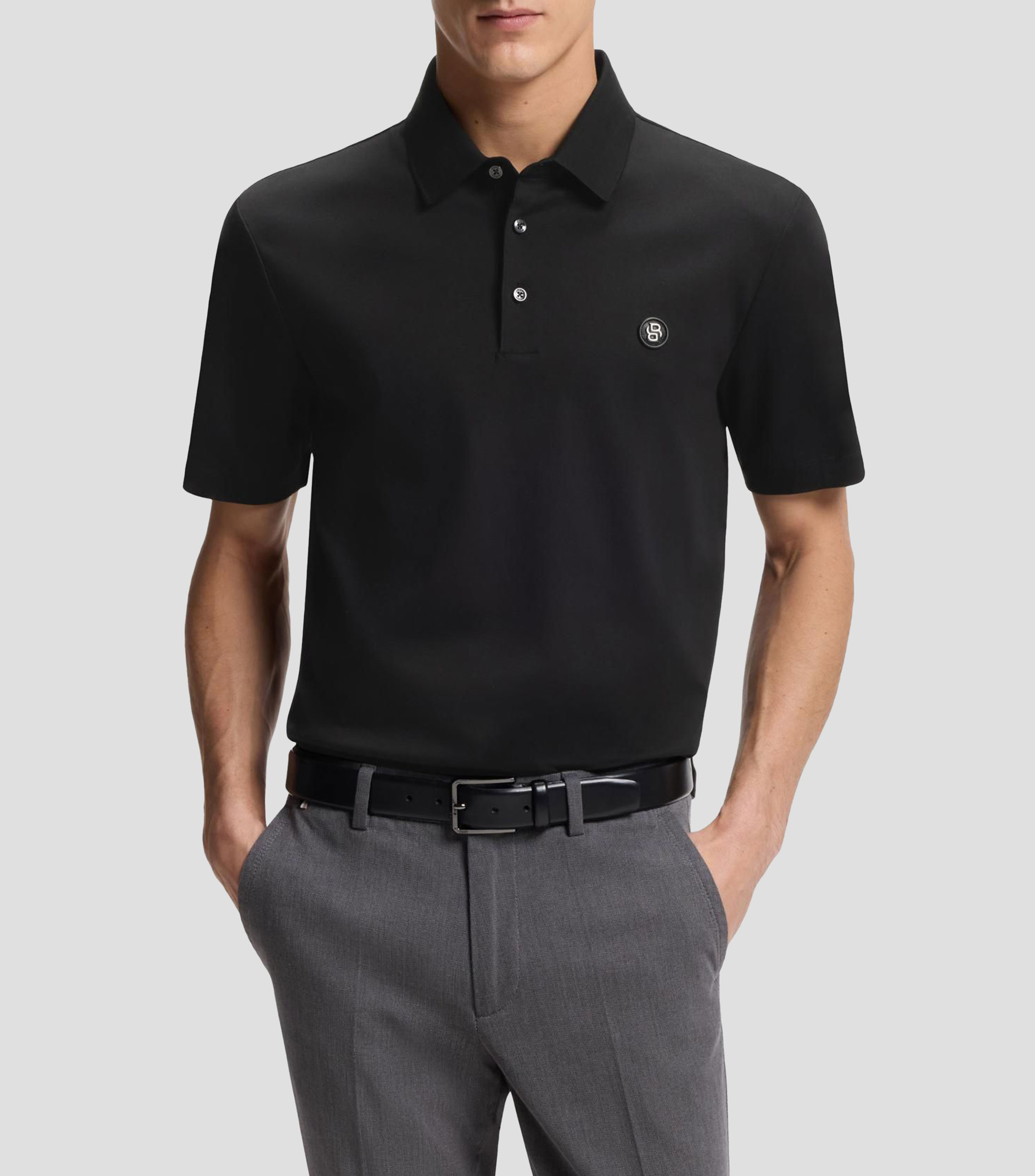 Polo de algodón mercerizado con monograma Double B Hombre