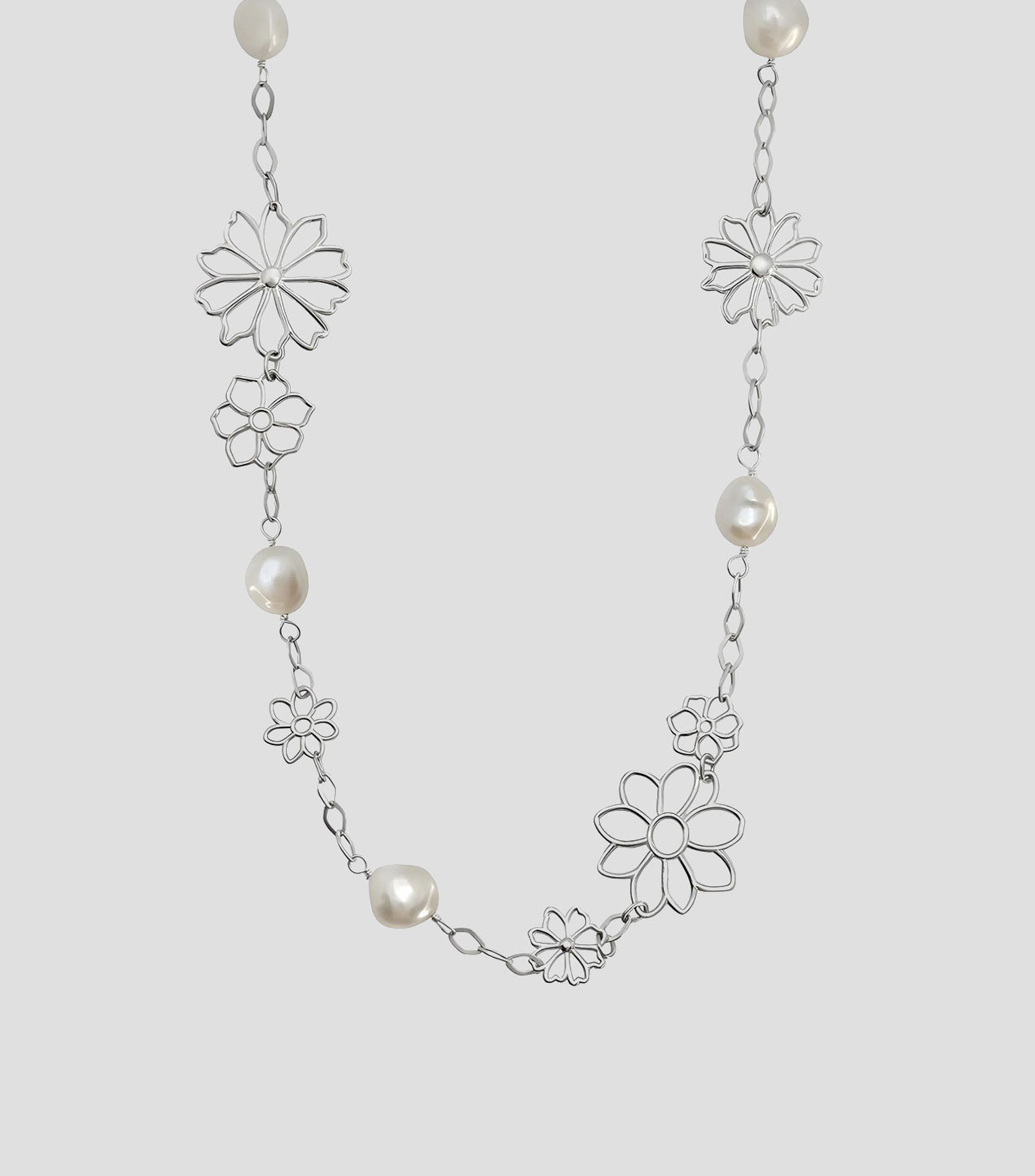 Collar de flores con perla Mujer