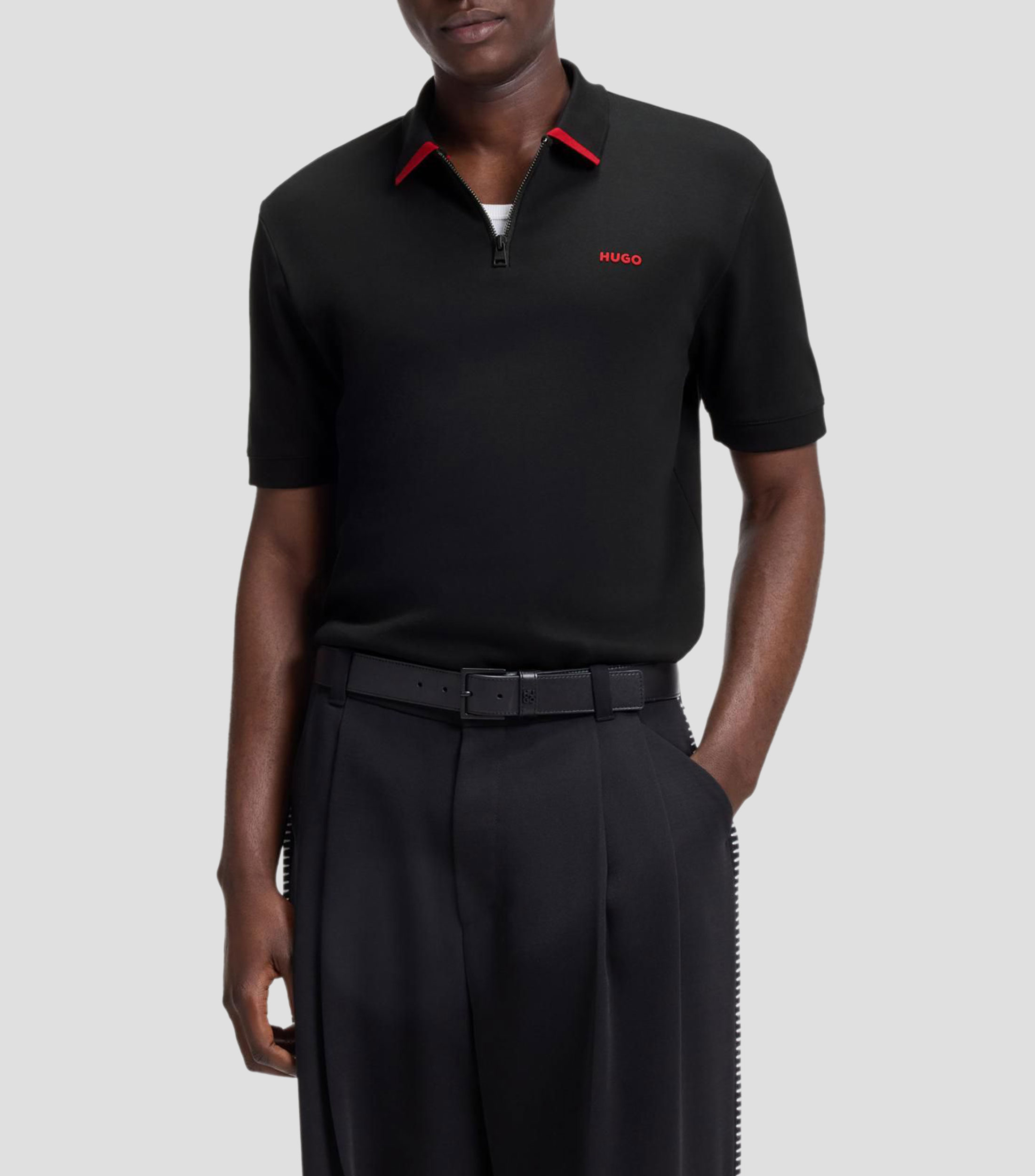 Polo de piqué de algodón con logo en contraste Hombre