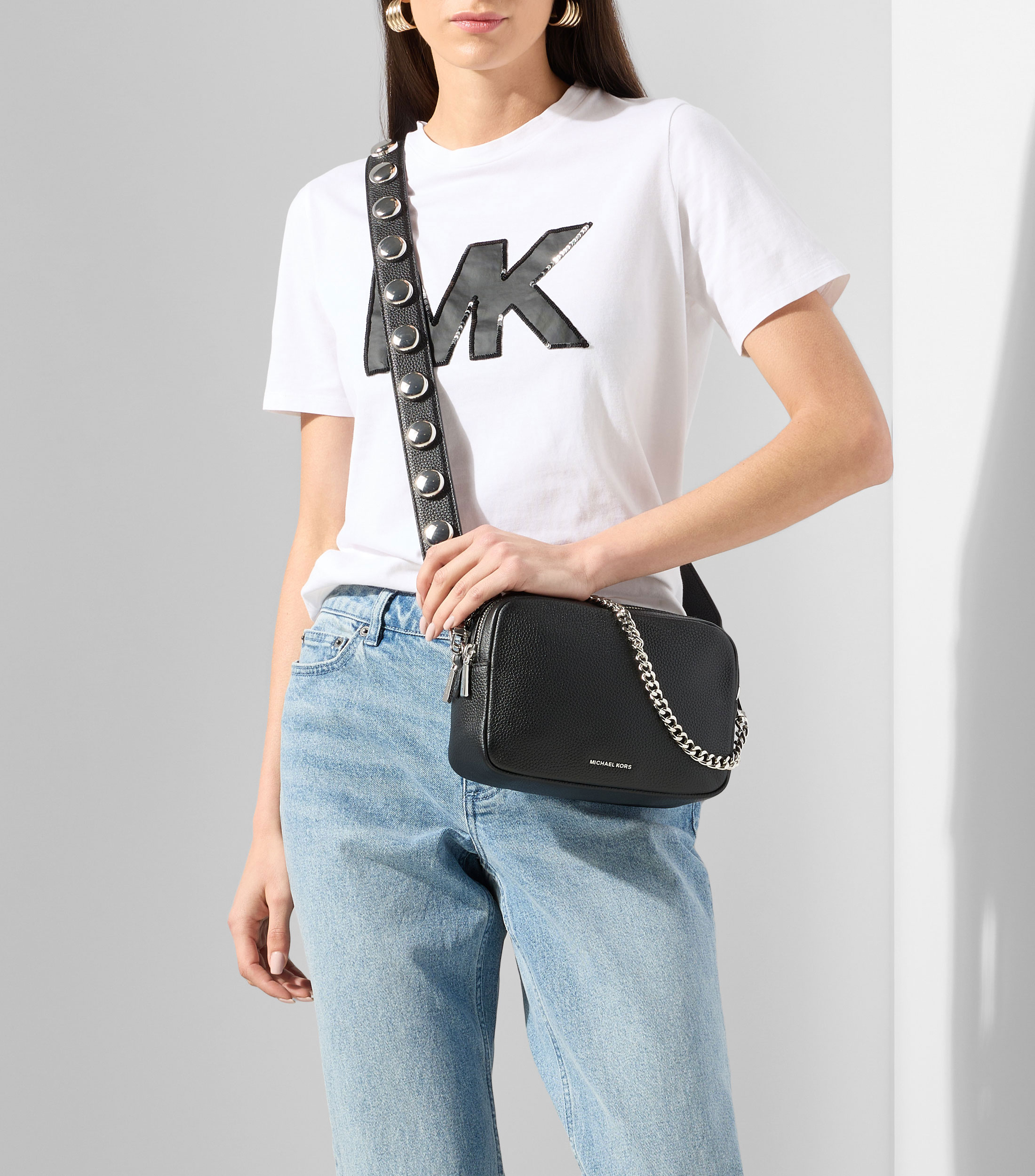 Bolsa crossbody en piel lisa Mujer