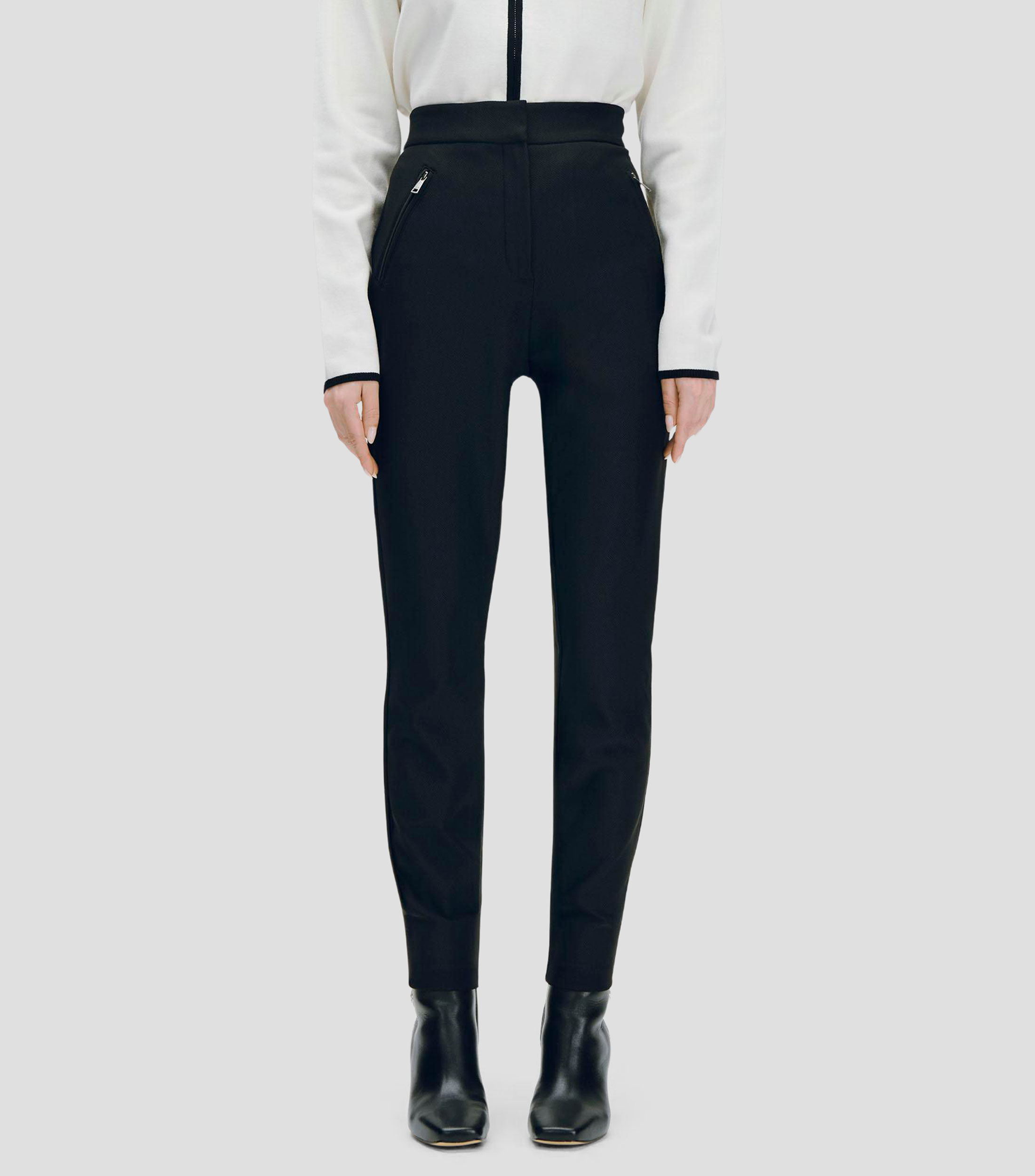 Leggings negros con textura de tiro alto y bolsillos con cierres Mujer