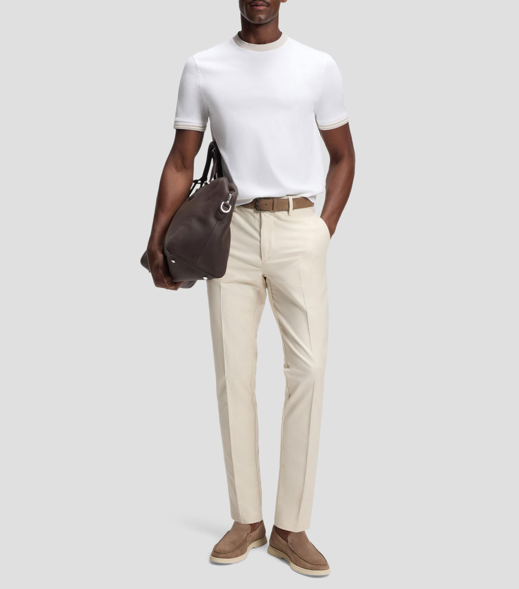 Playera slim de algodón mercerizado con detalles a contraste Hombre