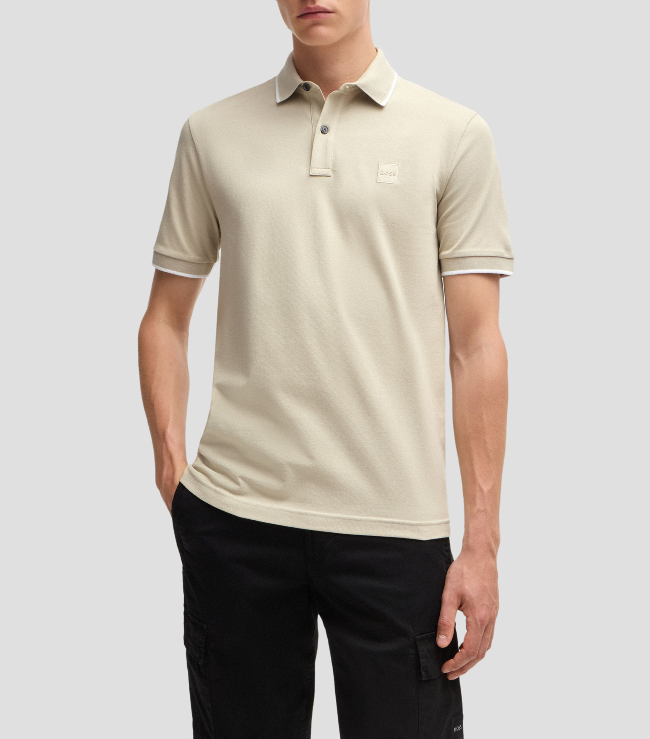 Polo slim fit en piqué de algodón elástico lavado Hombre