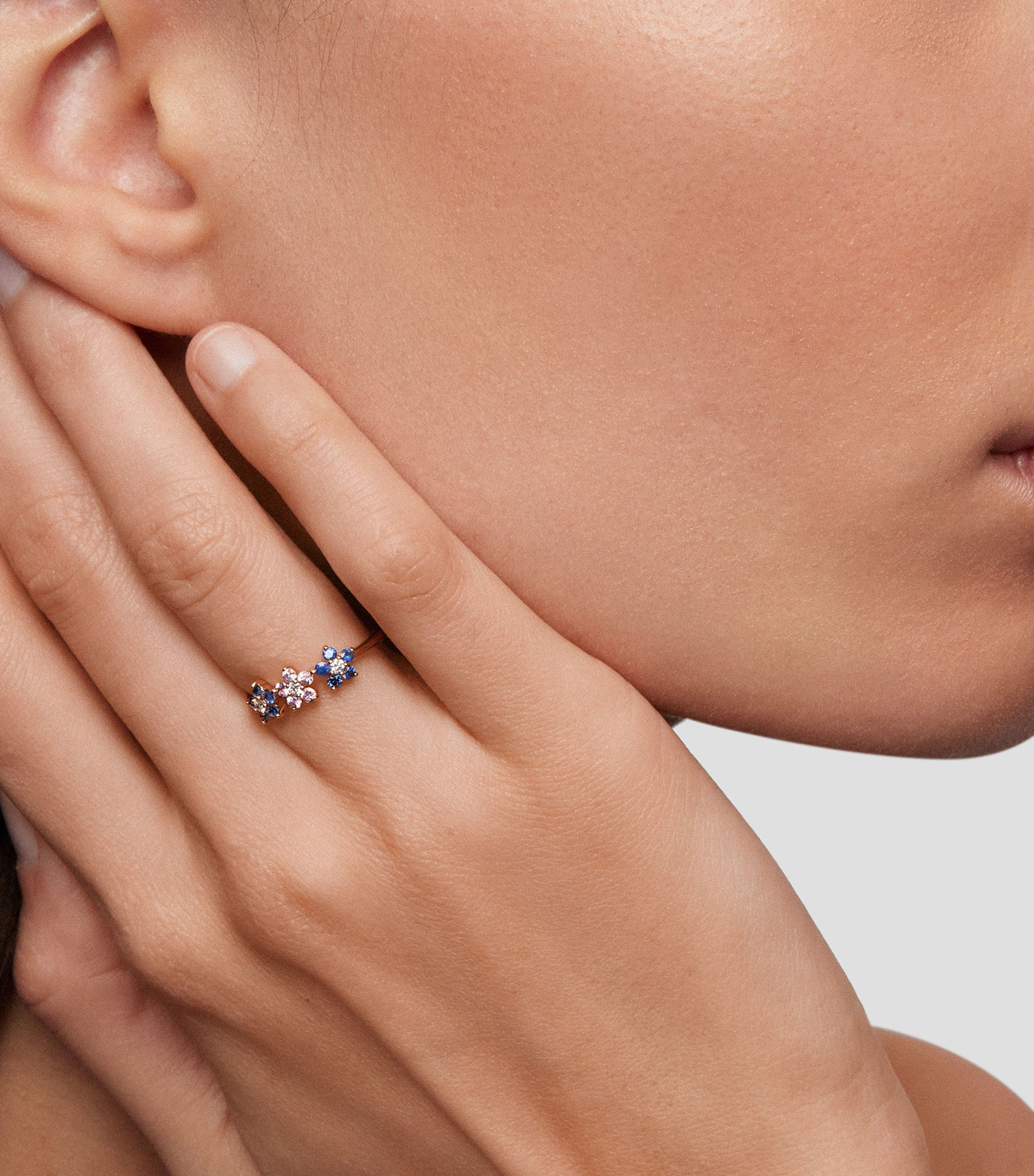 Anillo en oro rosa de 18 Kts con diamantes Mujer