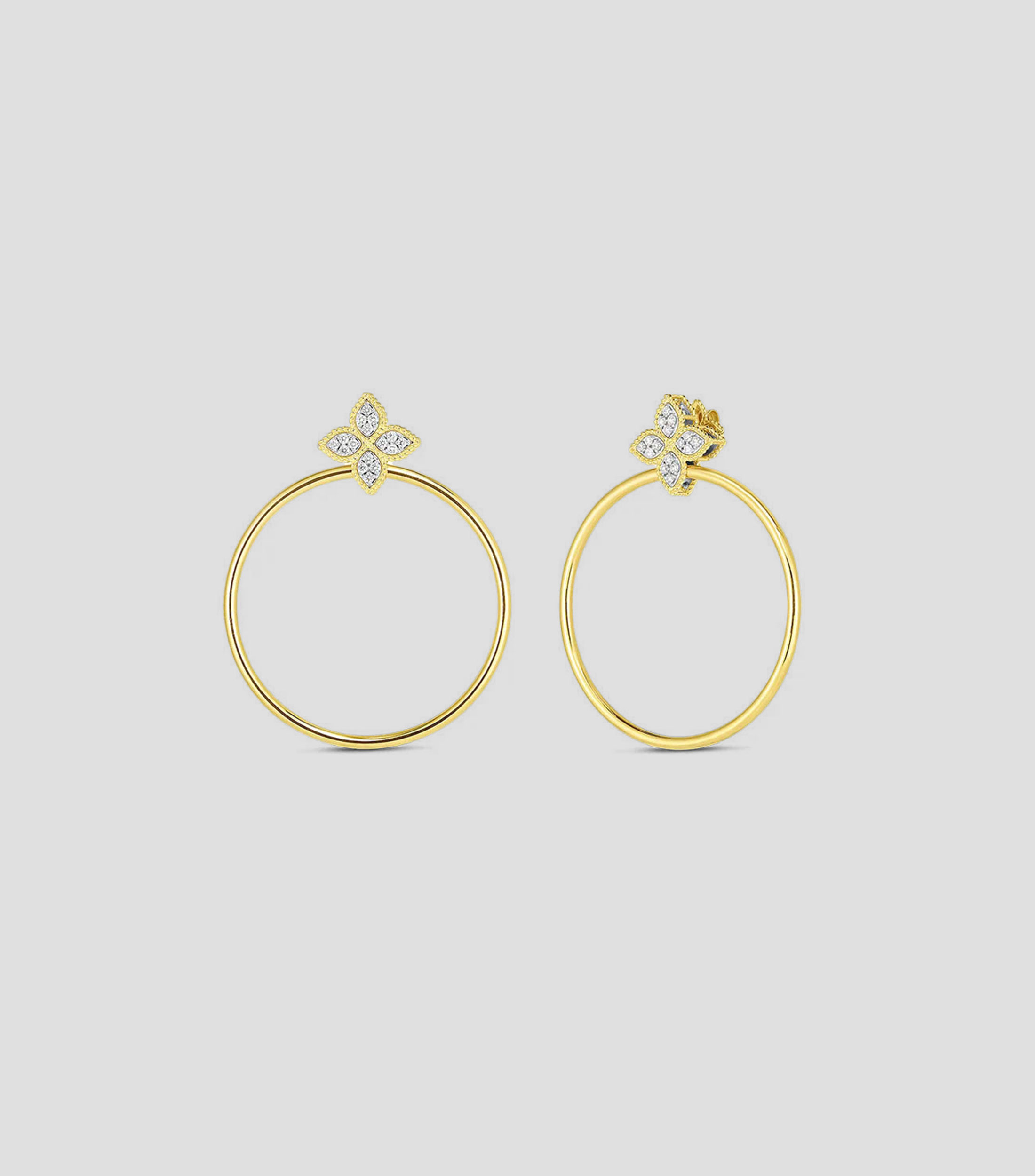 Arracadas en oro amarillo de 18 kilates con diamantes Princess Flower Mujer