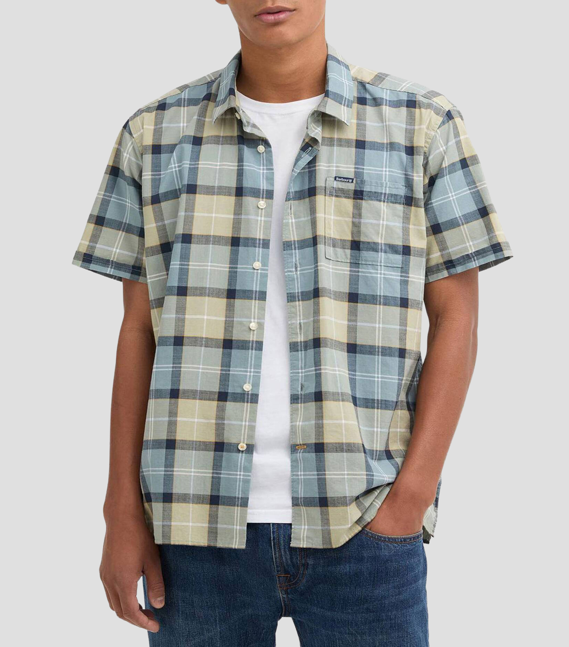Camisa de cuadros manga corta Hombre