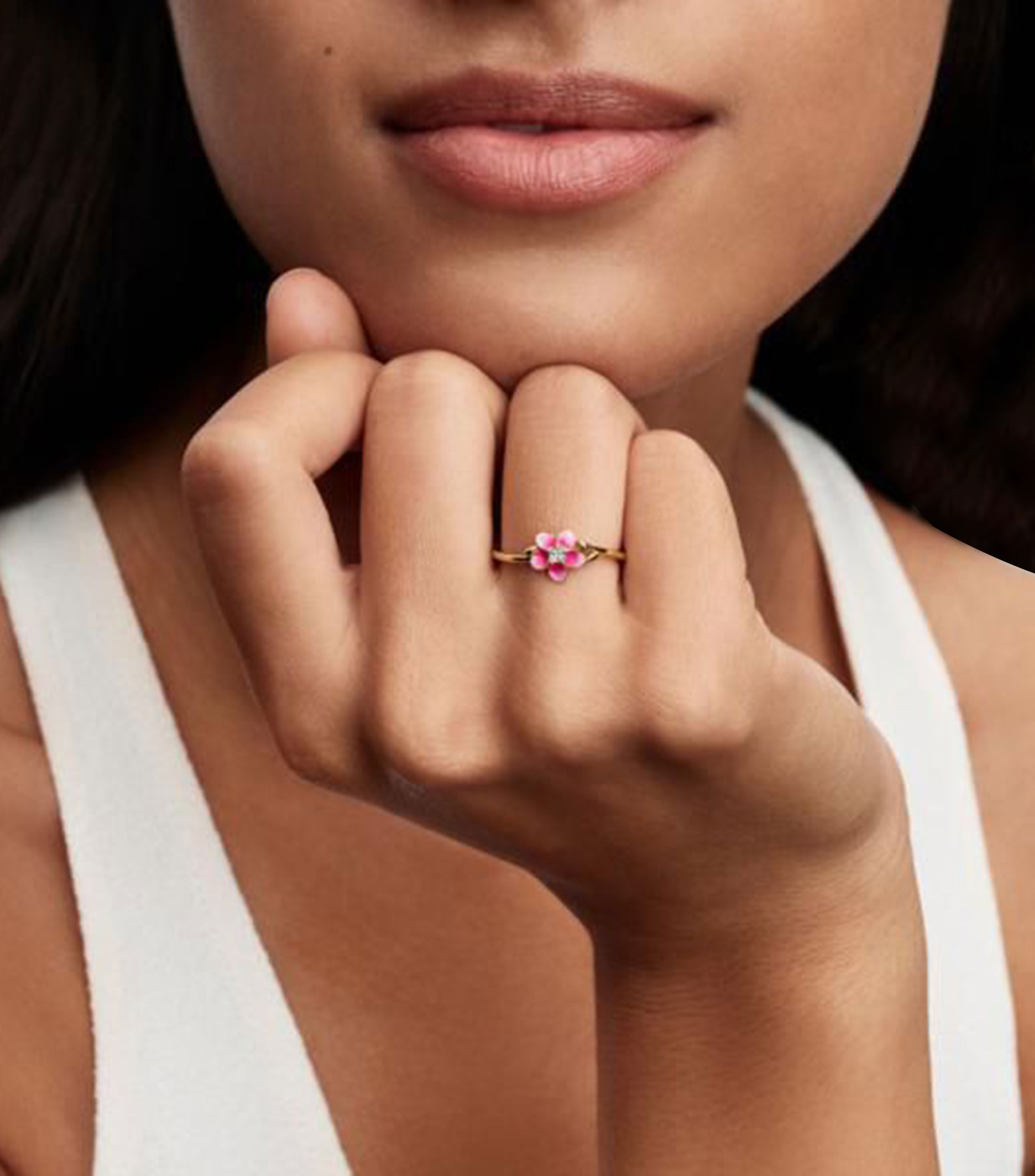 Anillo en plata con flor Mujer
