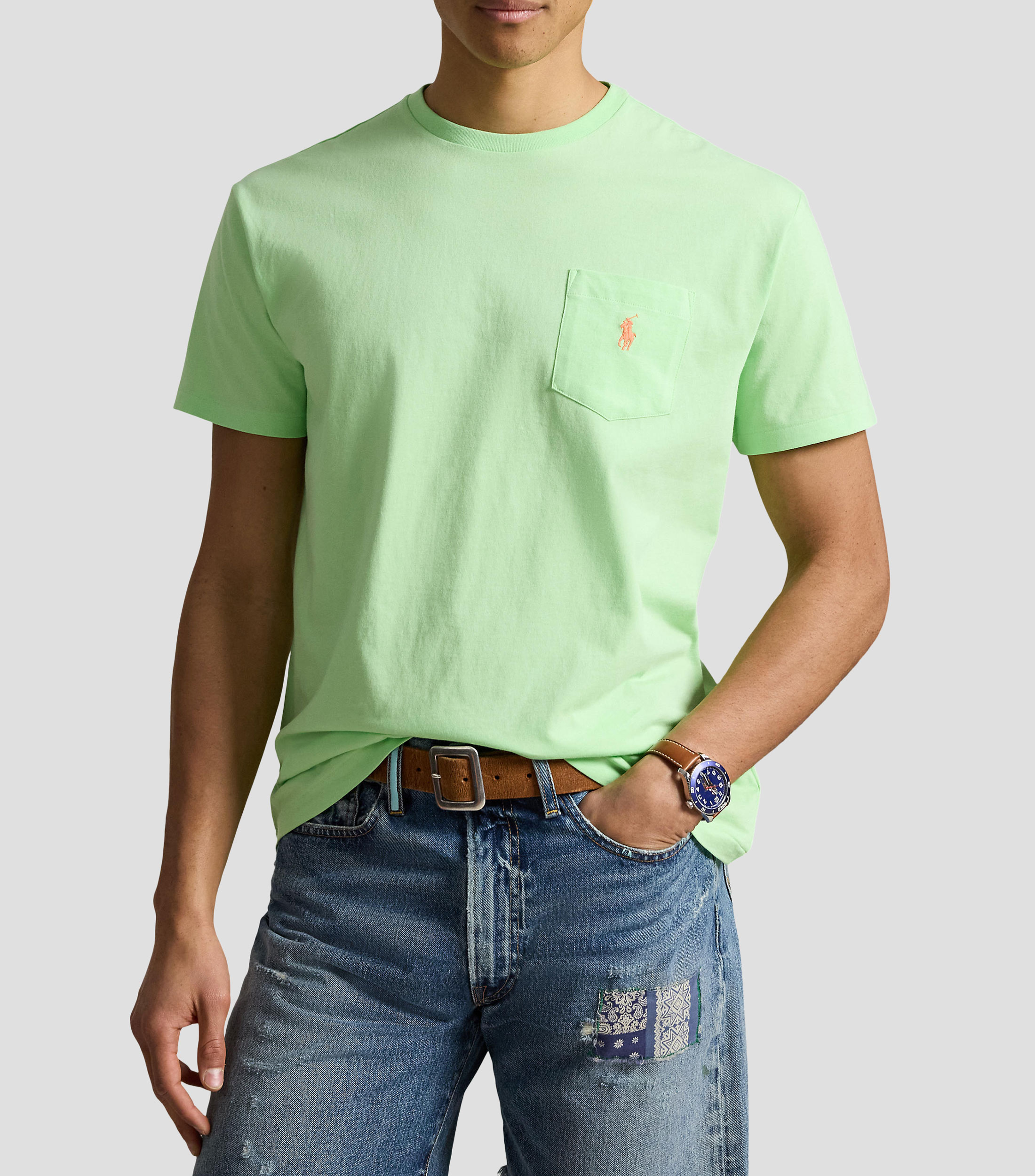 Playera cuello redondo manga corta sólida Hombre