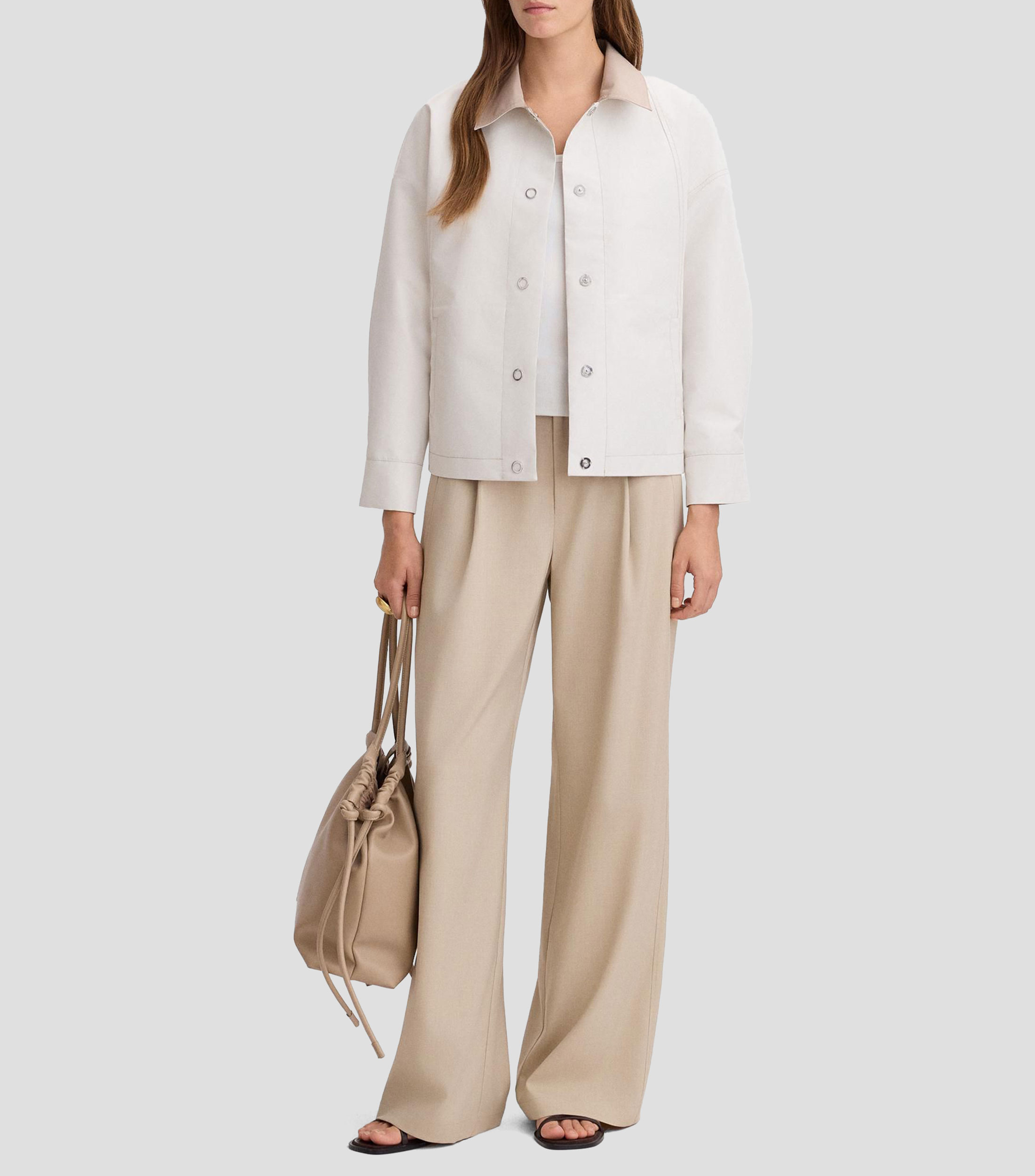 Chamarra Parka corta reversible liso Mujer